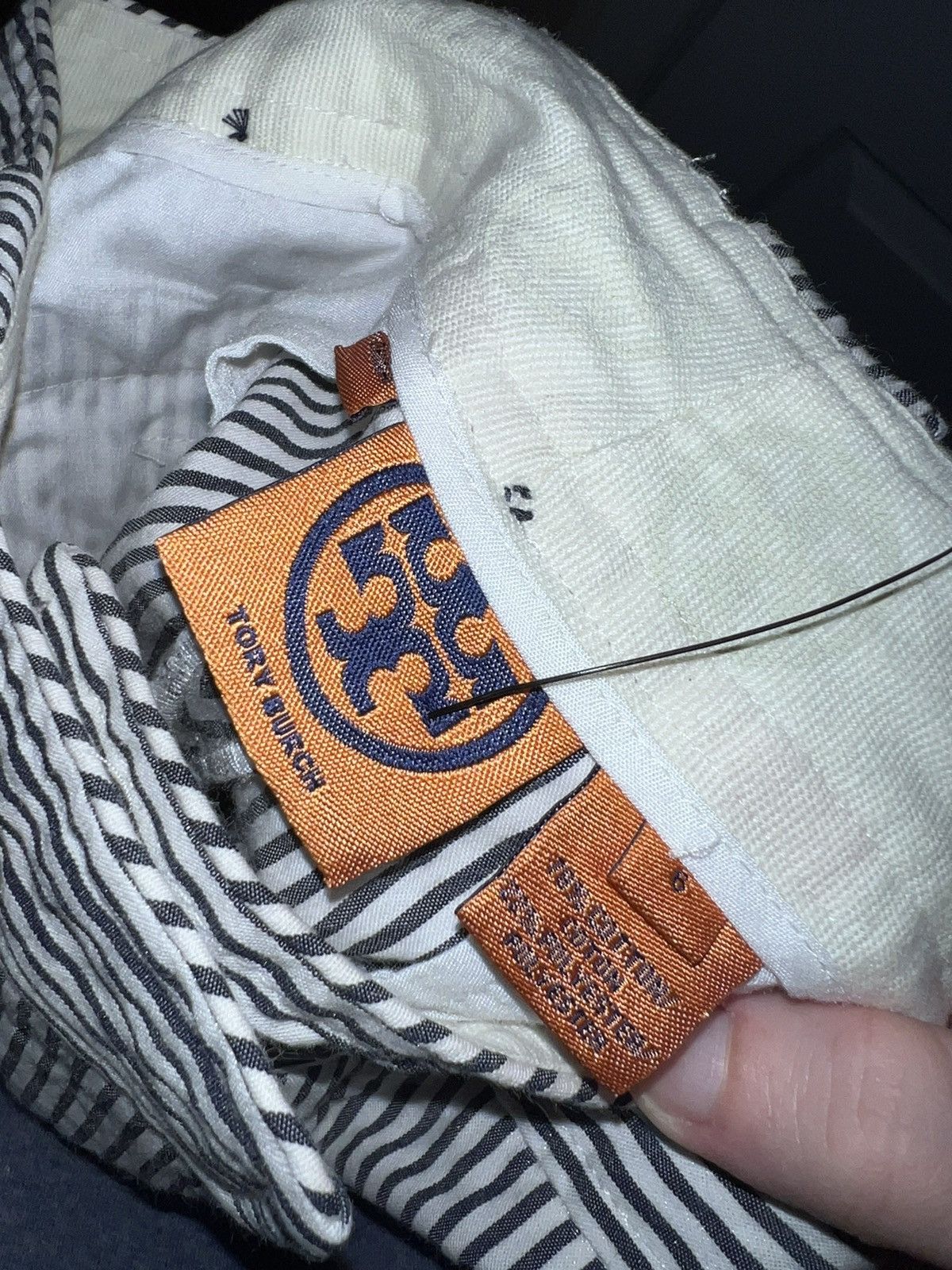 Tory Burch White and Navy Blue Stripe Pants Size 28" / US 6 / IT 42 - 4 Thumbnail