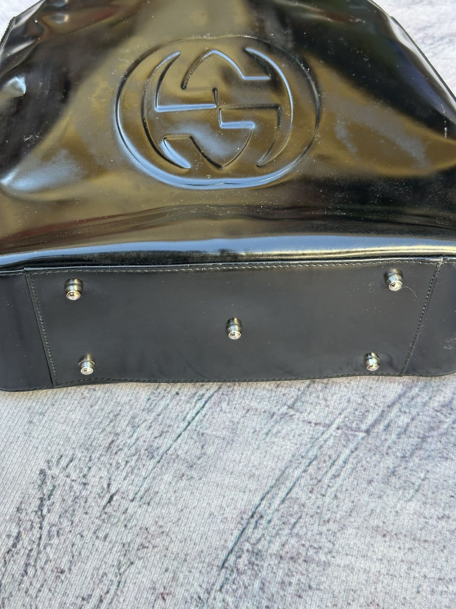 Gucci Gucci Handbag Black Patent Leather Interlocking G Logo Size ONE SIZE - 6 Thumbnail