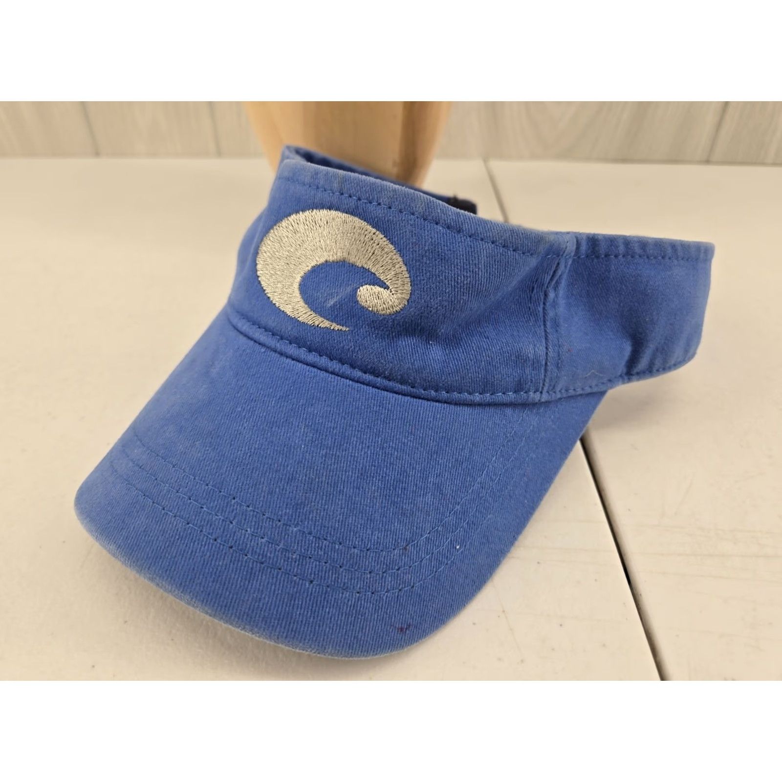 Costa Del Mar Costa Del Mar Distressed Blue Embroidered Logo Strapback Visor Unisex Adults One Size Cotton Adjustable Hat/Visor Spring Summer Carded Vintage: No Size ONE SIZE - 3 Thumbnail