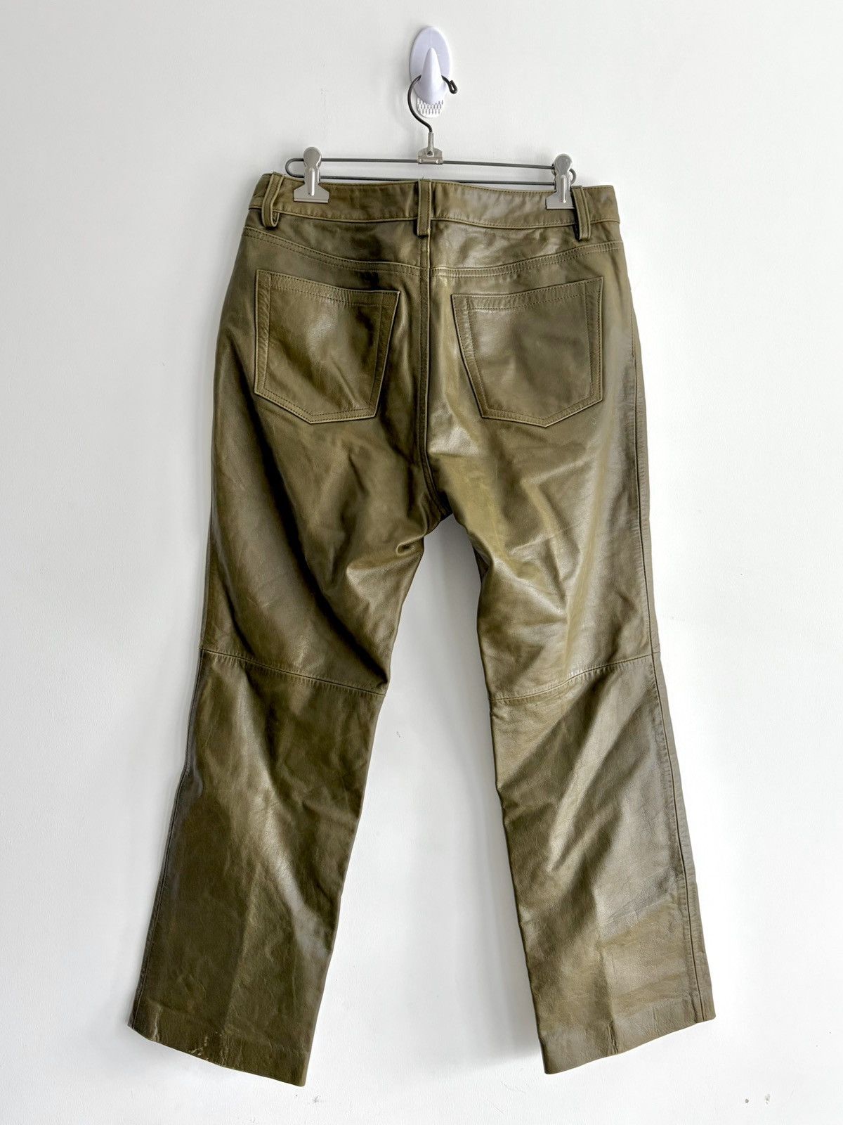 Gap 2000s Gap Moss Green Full Real Leather Boot Cut Pants Size US 30 / EU 46 - 4 Thumbnail