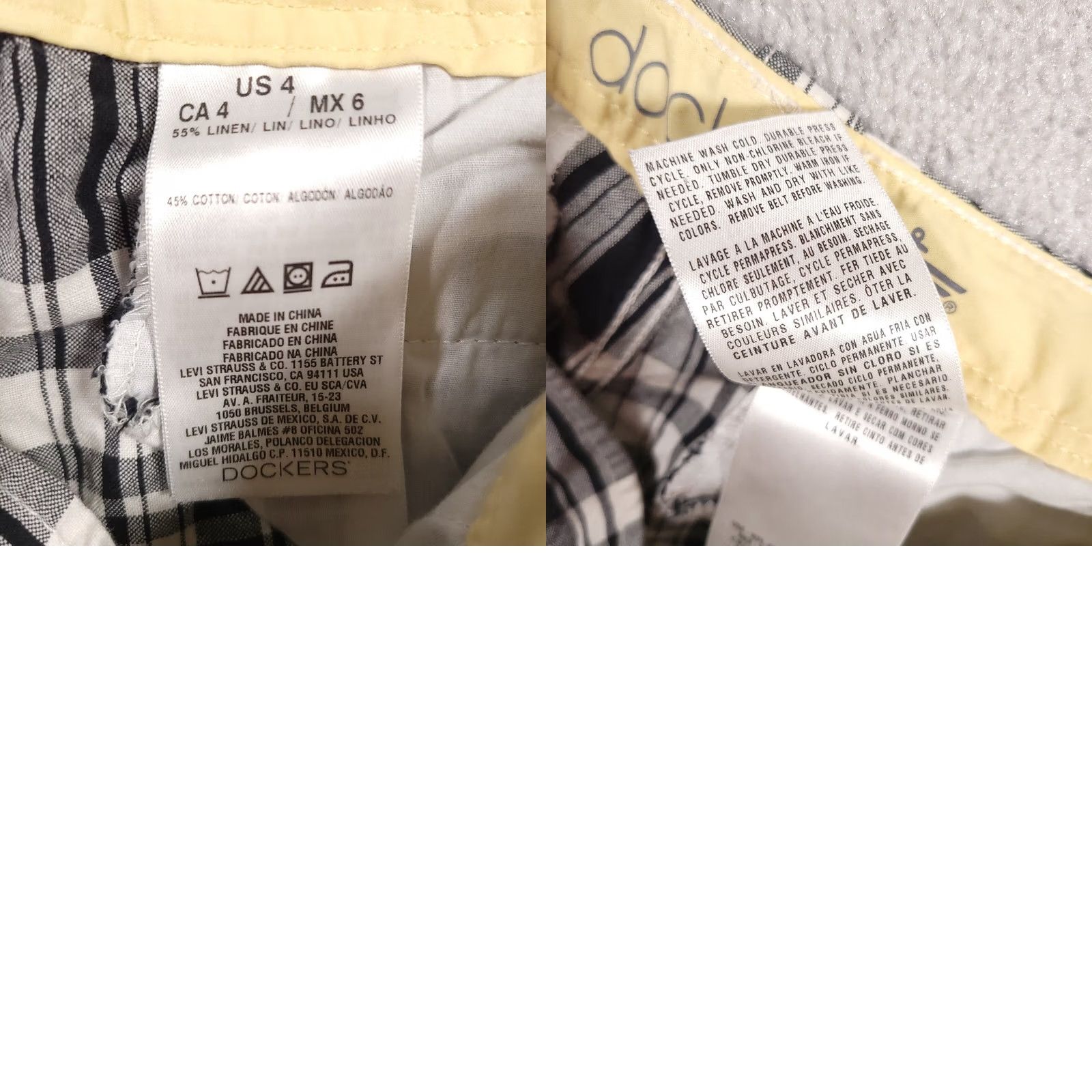 Dockers VINTAGE Dockers Short Women’s 4 Black White Plaid 4.5" Inseam Midrise Chino Linen Blend Easy Care Knit? Size 27" / US 4 / IT 40 - 8 Thumbnail