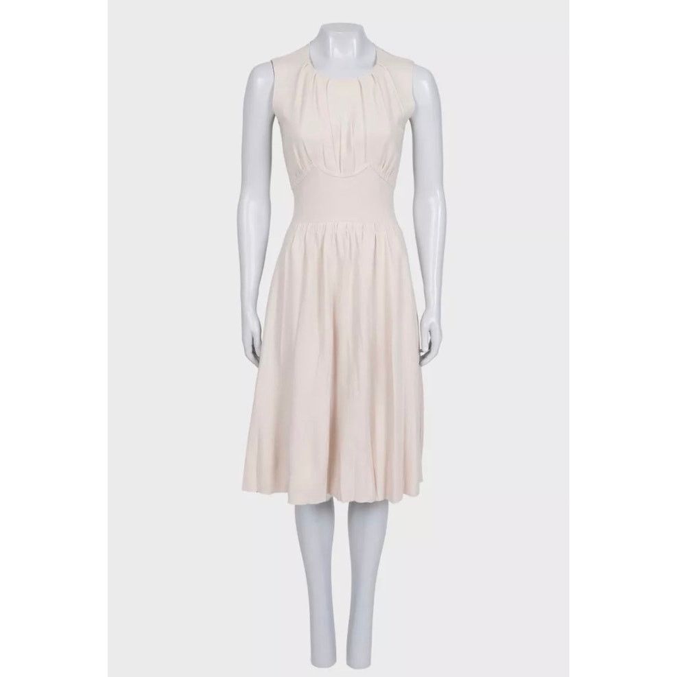 Prada Prada Beige Fitted Wool Sleeveless Dress Size S Size S / US 4 / IT 40 - 1 Thumbnail
