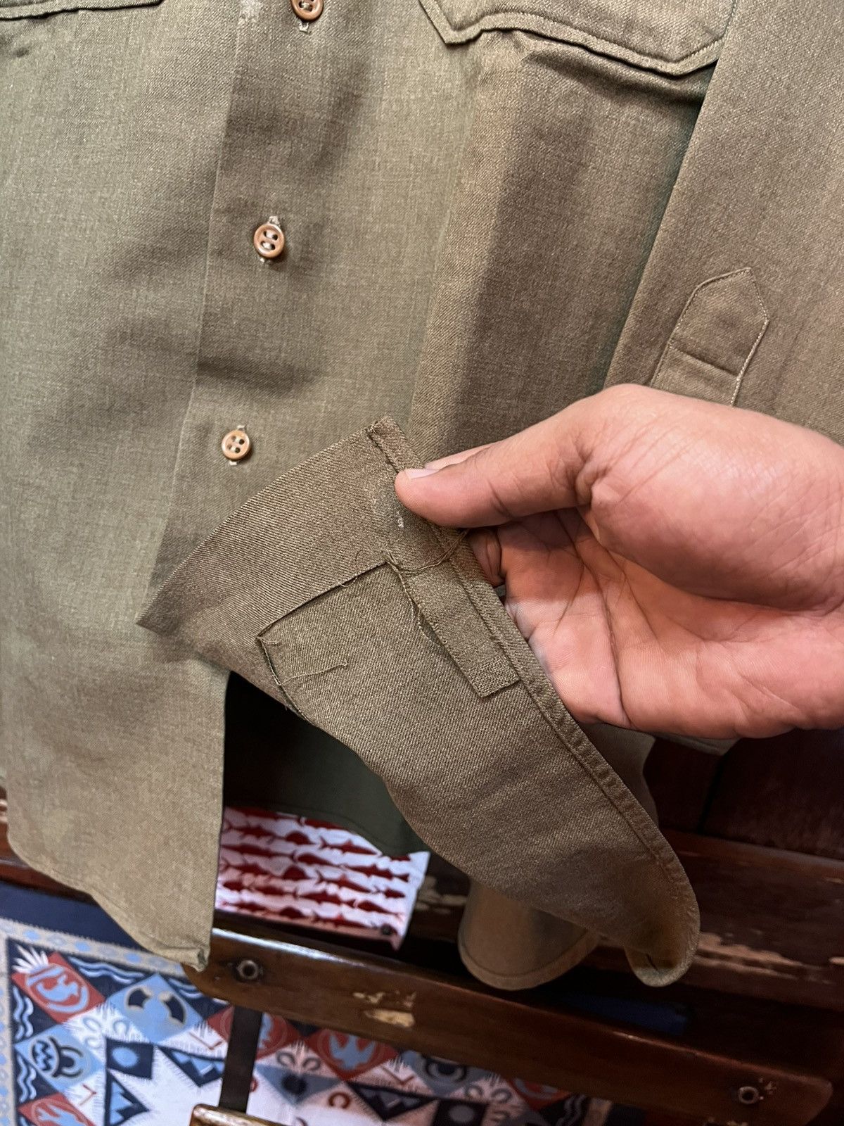 Other True Vintage 1940s WWII US Army M37 Work Shirt Size US L / EU 52-54 / 3 - 3 Thumbnail
