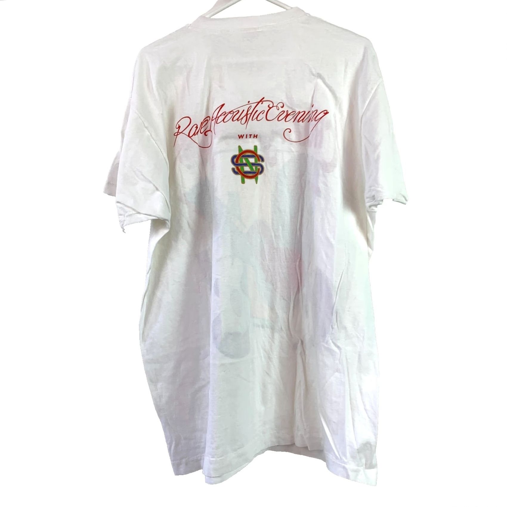 Vintage VINTAGE Crosby Stills & Nash Rare Acoustic T-Shirt Vidiots Screen Stars XXL White Cotton 2XL Crew Neck Short Sleeve Unisex Adults Modern Stars 1989 Size US XXL / EU 58 / 5 - 6 Thumbnail