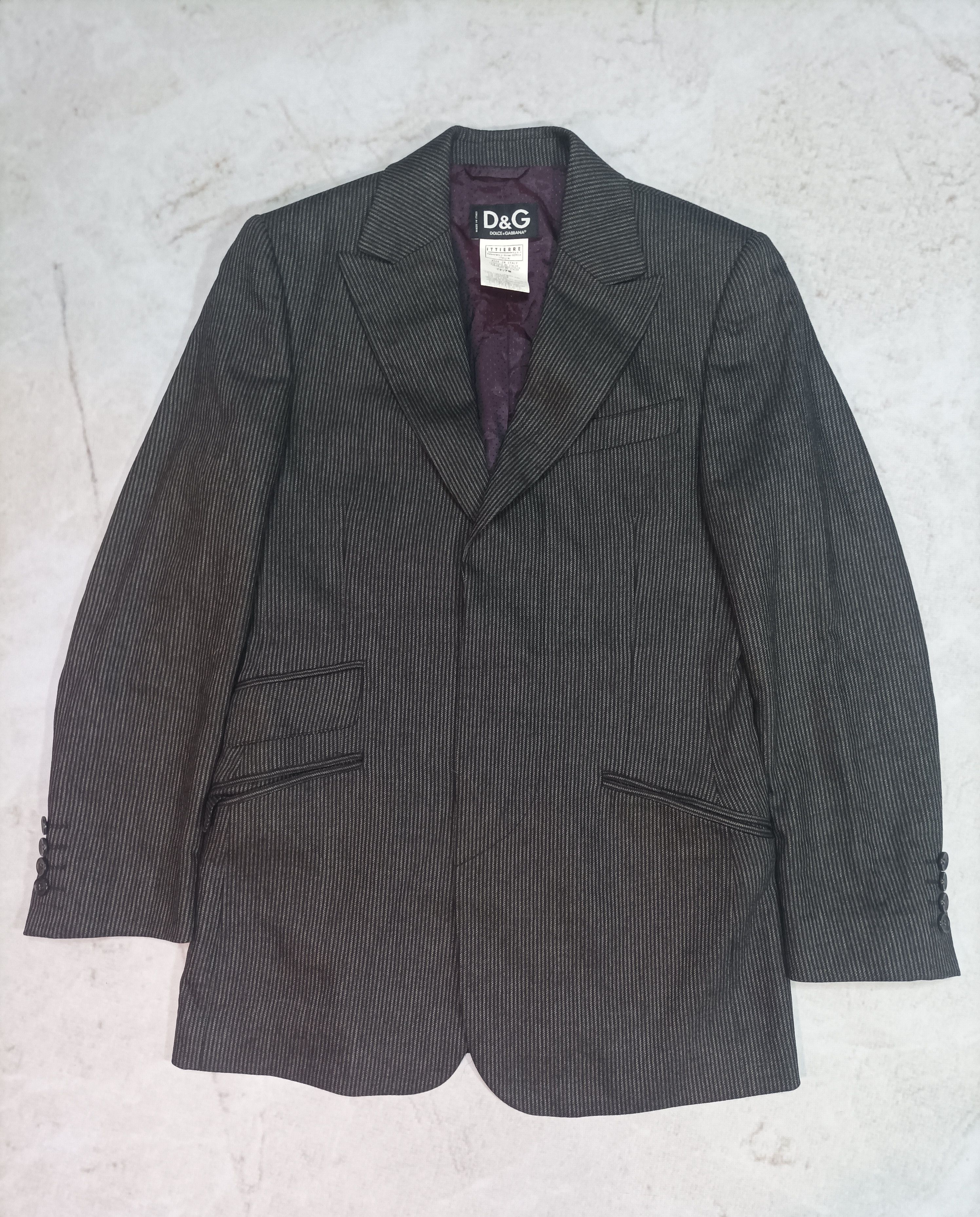 Dolce & Gabbana × Vintage Vintage Dolce & Gabbana Italy Wool Blazer striped y2k Jacket Size L / US 10 / IT 46 - 1 Thumbnail