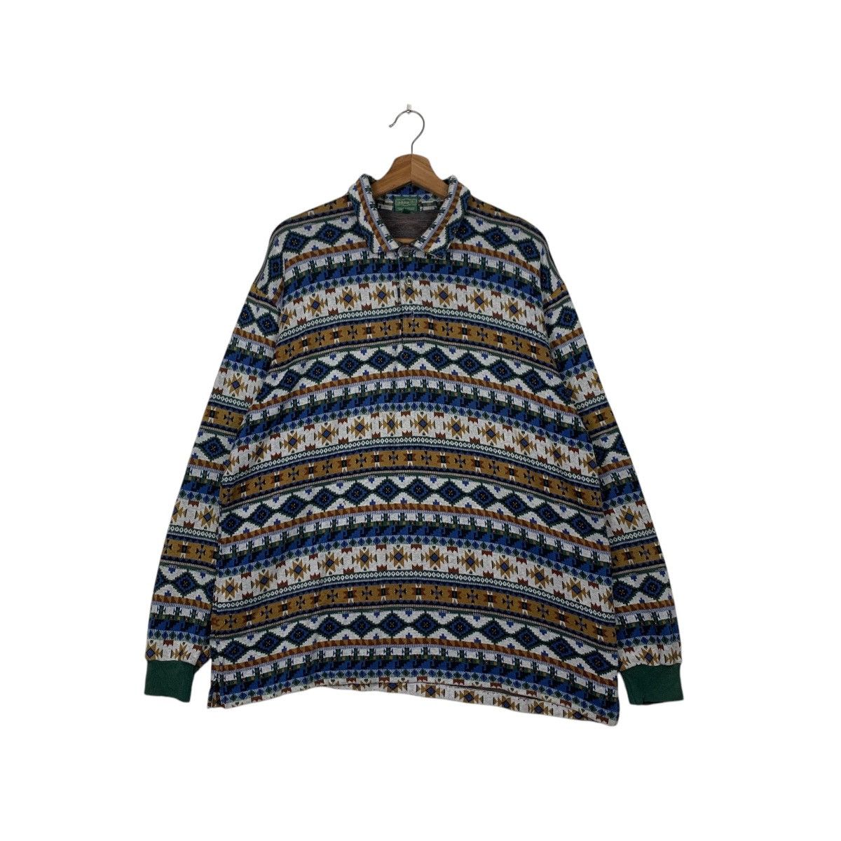Adidas 90’s ADIDAS Motif Design Half Button Polo Jumper #2092-C91 Size US L / EU 52-54 / 3 - 1 Thumbnail