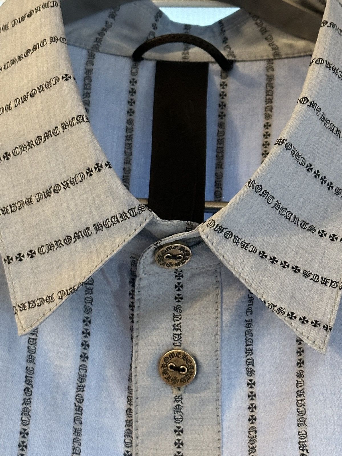 Chrome Hearts Chrome Hearts Pinstripe Botton Shirt Size US XL / EU 56 / 4 - 11 Thumbnail