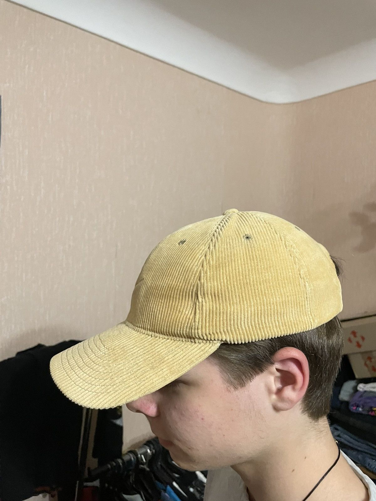 Nike × Vintage Vintage Nike Baige Velvet Y2K Cap Size ONE SIZE - 2 Thumbnail