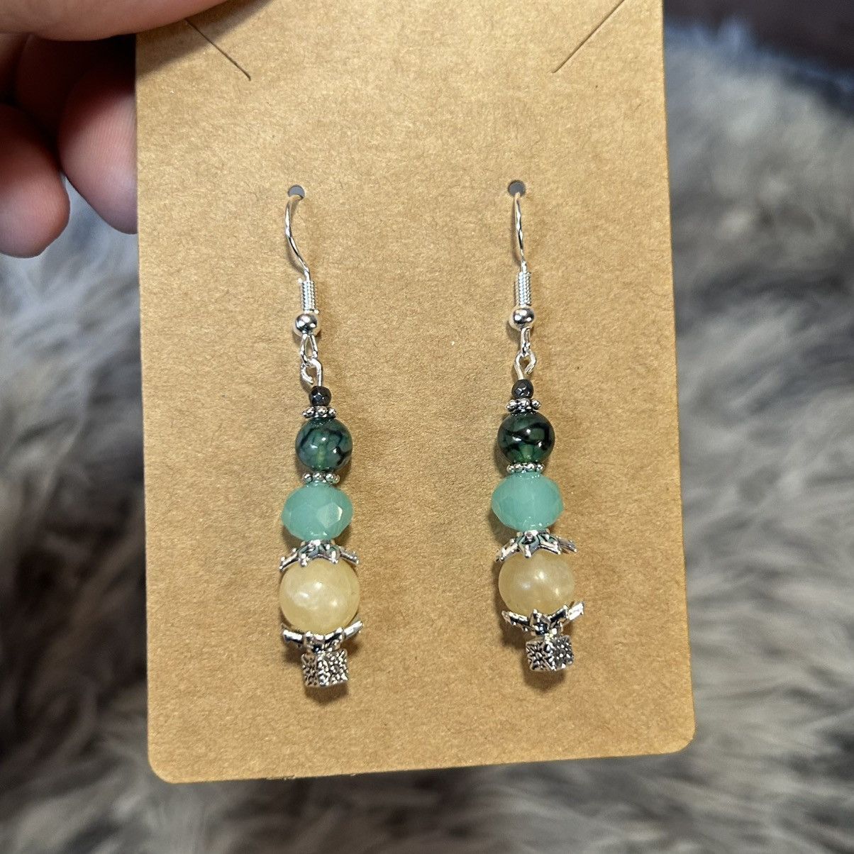 Handmade Handcrafted genuine orca agate dragon vein jasper earrings Size ONE SIZE - 2 Thumbnail