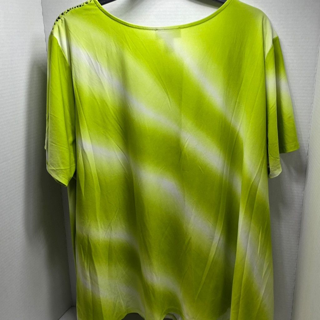 Anthony Vaccarello Antthony Bright Green Lace Yoke Short Sleeve Tee Size XXL / US 16-18 / IT 52-54 - 4 Thumbnail