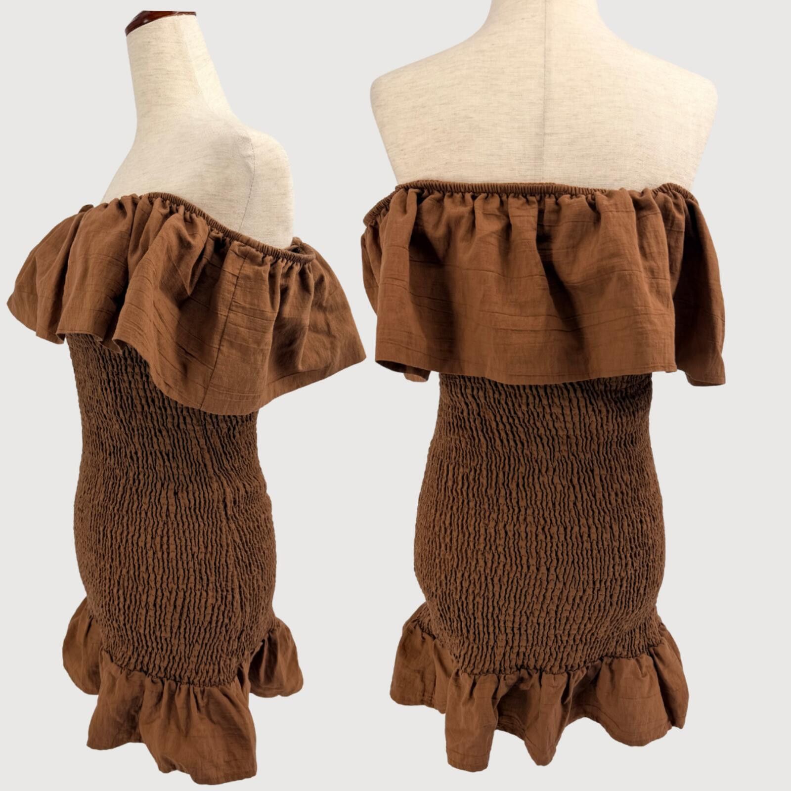 Other Anthropologie Smocked Mini Dress Brown M Size M / US 6-8 / IT 42-44 - 3 Thumbnail
