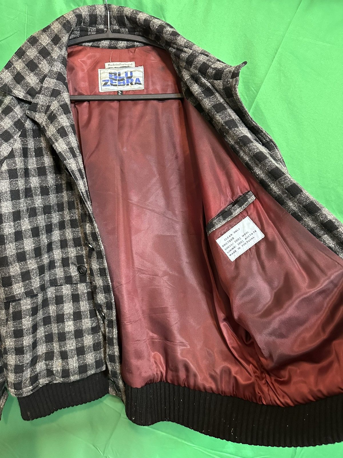 Designer 1970s vintage check cropped wool bomber / field jacket Size US XL / EU 56 / 4 - 11 Thumbnail