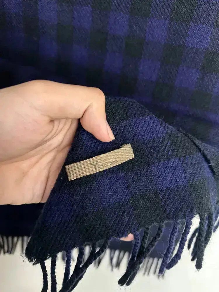 Yohji Yamamoto Yohji Yamamoto Blue & Black Plaid Scarf Size ONE SIZE - 6 Thumbnail
