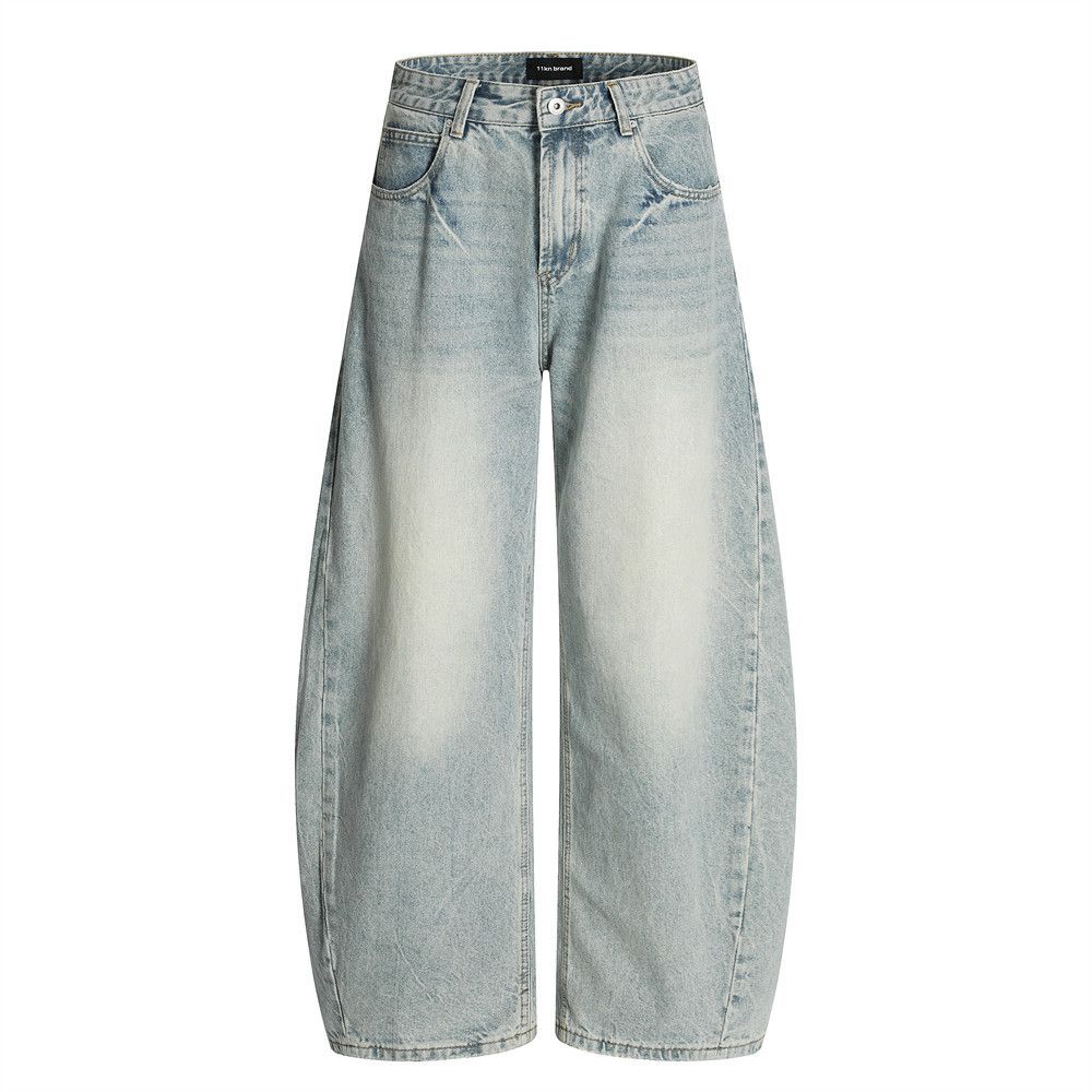 Japanese Brand × Jean Men's loose wide-leg punk distressed washed scimitar jeans Size US 34 / EU 50 - 1 Thumbnail