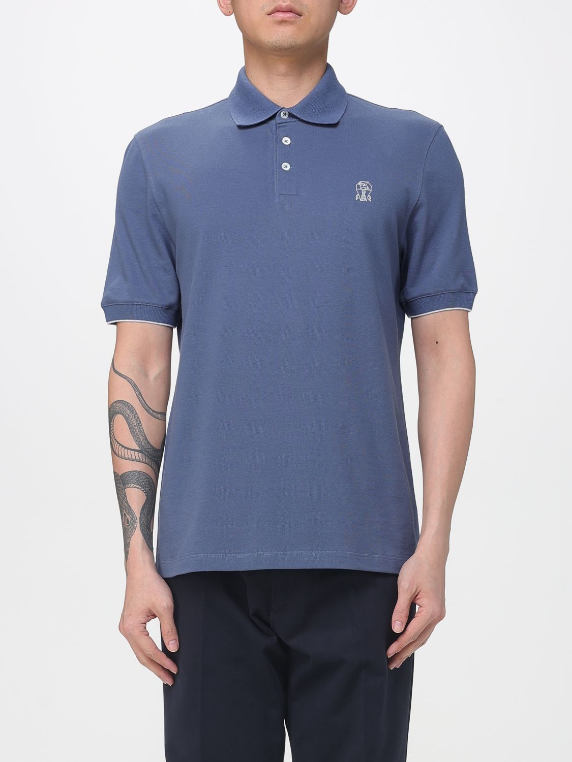 Brunello Cucinelli Brunello Cucinelli Polo Shirt Men Blue Size US L / EU 52-54 / 3 - 1 Thumbnail