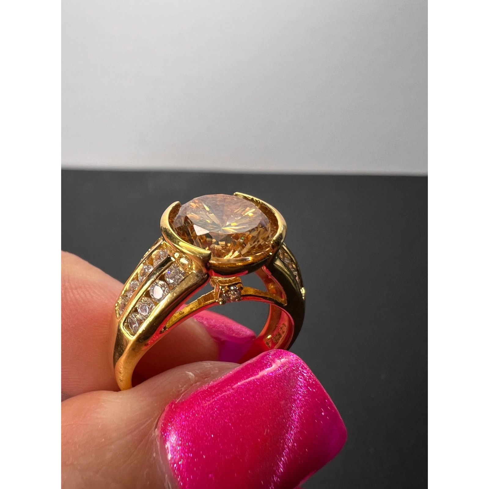Other Champagne and white CZ gold over sterling ring size 8 Size ONE SIZE - 11 Thumbnail