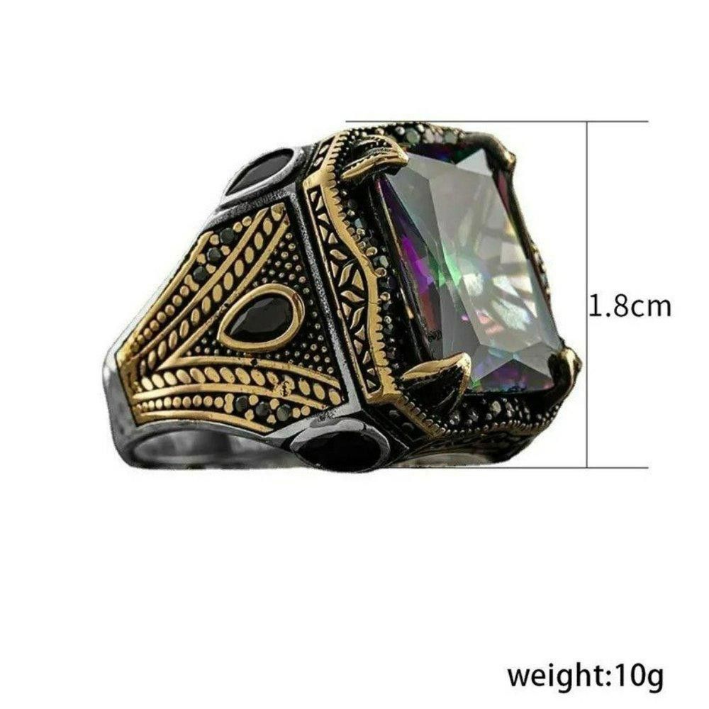 Designer Men's Handmade Mystic Topaz Open 925 Sterling Silver Ring Size ONE SIZE - 3 Thumbnail