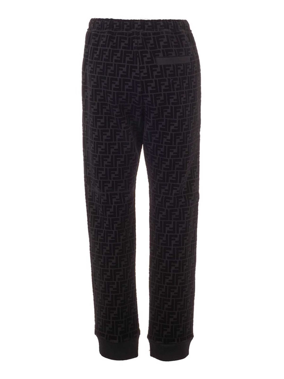 Fendi o1w1db10325 FB0461 Sweatpants & Joggers in Black & Brown Size US 34 / EU 50 - 2 Thumbnail