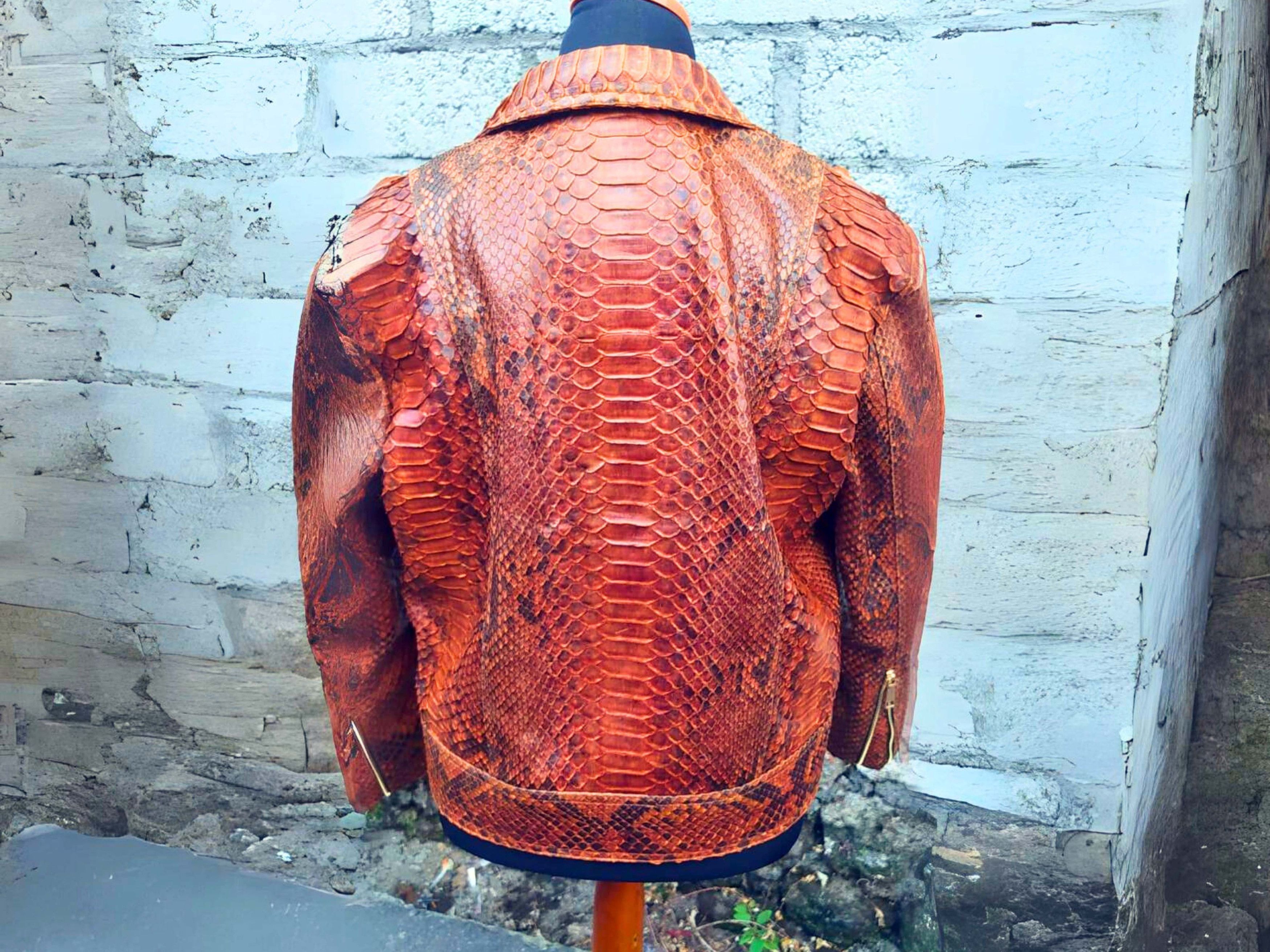 Handmade Brown Motorcycle Leather Jacket with King Scales Size US XXL / EU 58 / 5 - 2 Thumbnail