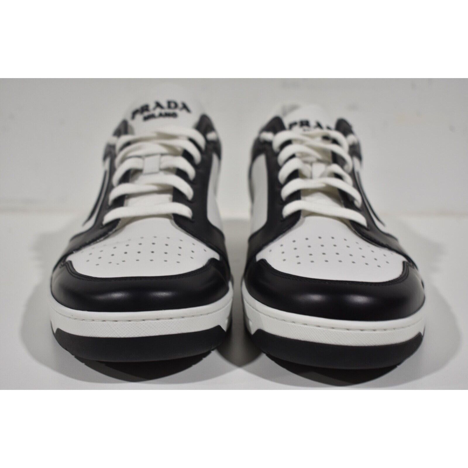 Prada Prada District Leather White Black Flat Low Top Sneaker Size US 8 / EU 41 - 8 Thumbnail