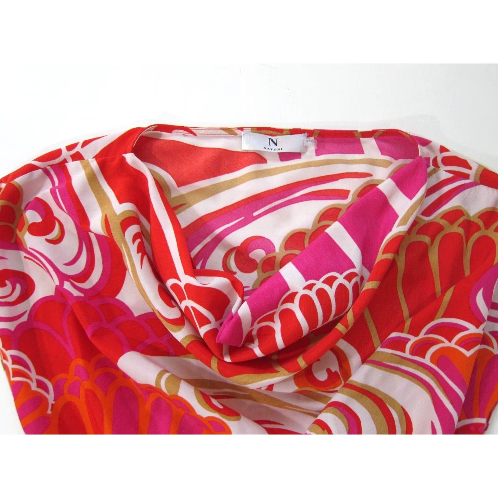 Vintage Natori Pink Orange White Geometric Cap Sleeve Tent A-Line Sheath Tunic Dress S Size S / US 4 / IT 40 - 5 Thumbnail