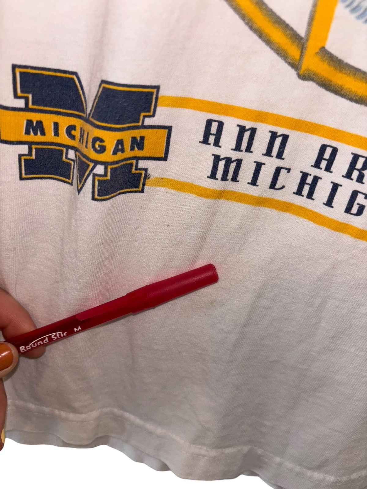 NCAA × Riddell Vintage 90s Michigan Wolverines Riddell Football T-Shirt Size US XL / EU 56 / 4 - 7 Thumbnail