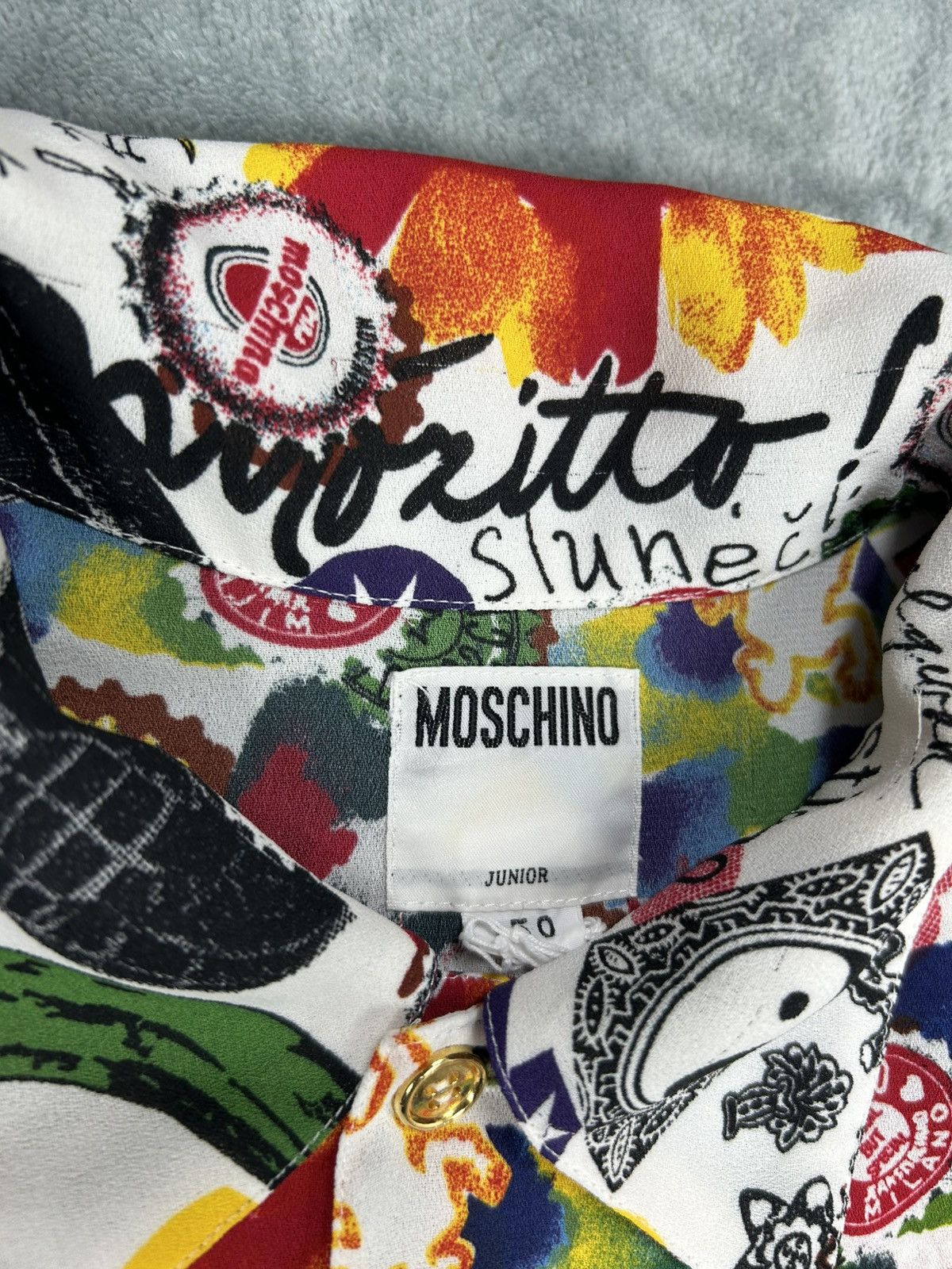Moschino Vintage Moschino Crepe Blouse With Over Logo Size M / US 6-8 / IT 42-44 - 4 Thumbnail