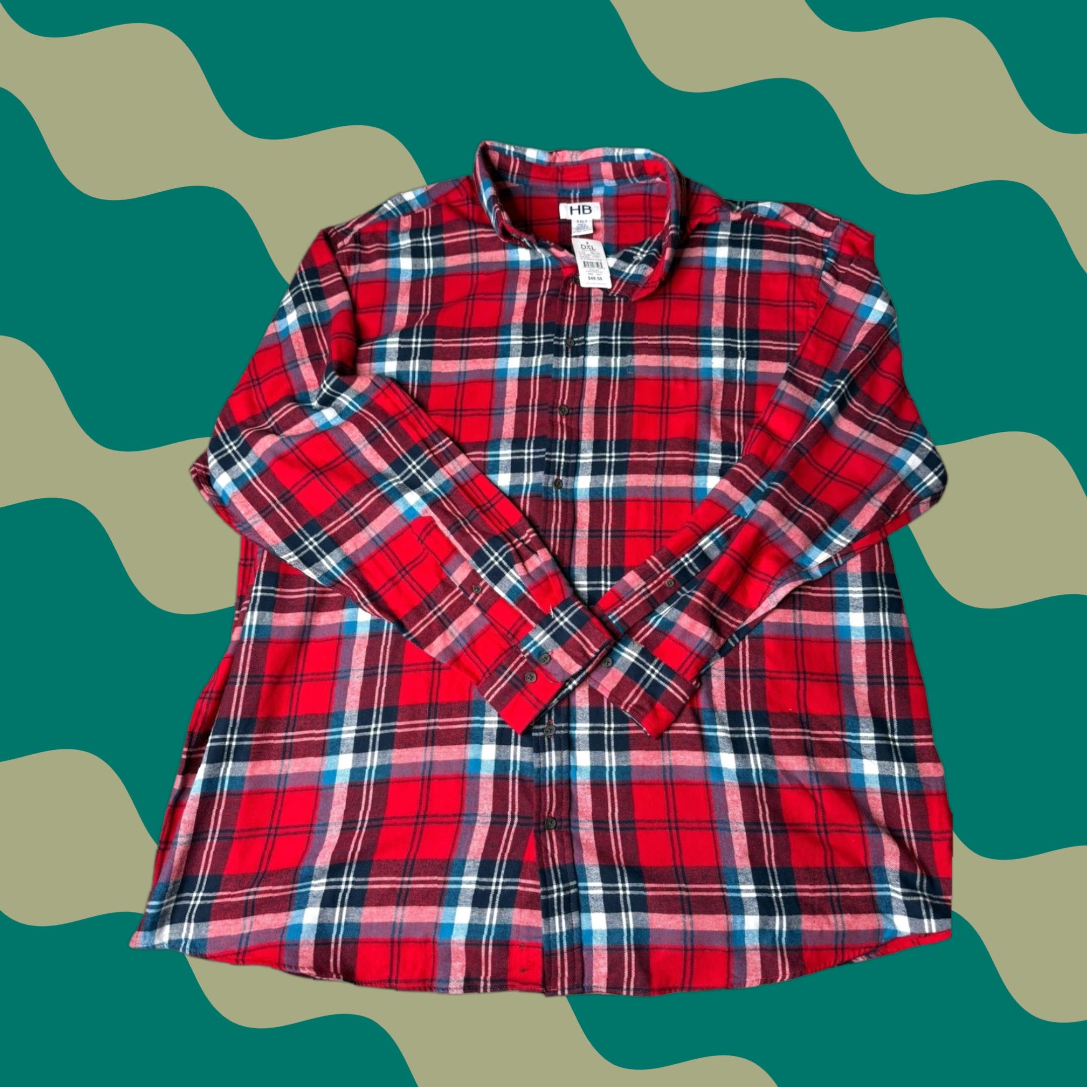 Vintage HB Flannel Shirt DXL Red Plaid Long Sleeve Button Up Casual 3XLT Size US XXL / EU 58 / 5 - 1 Thumbnail