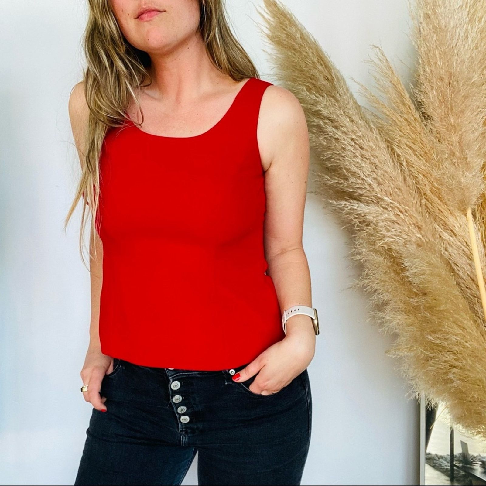Vintage VINTAGE LE SUIT Red Scoop Tank Top Crop Shell Blouse Shirt Size S / US 4 / IT 40 - 1 Thumbnail
