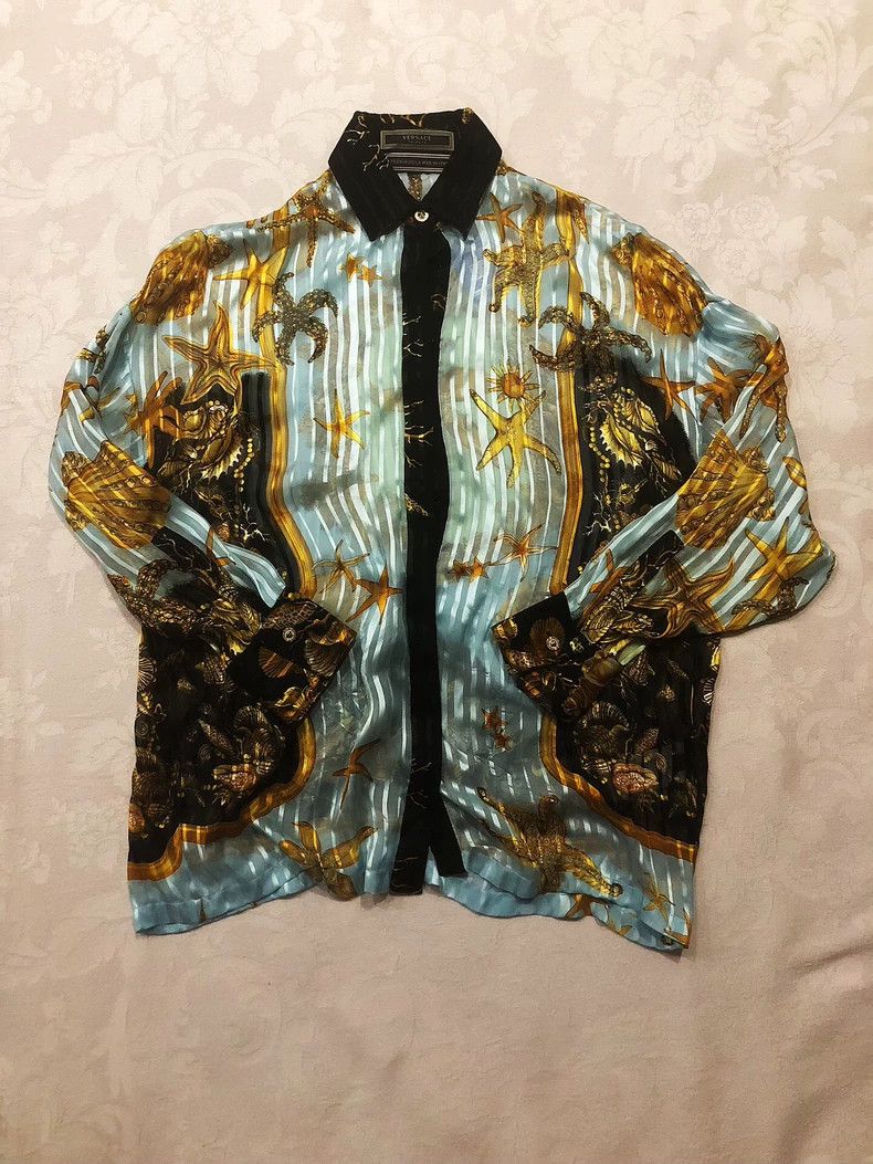 Versace Versace Silk shirt from the marine collection Size US S / EU 44-46 / 1 - 1 Thumbnail