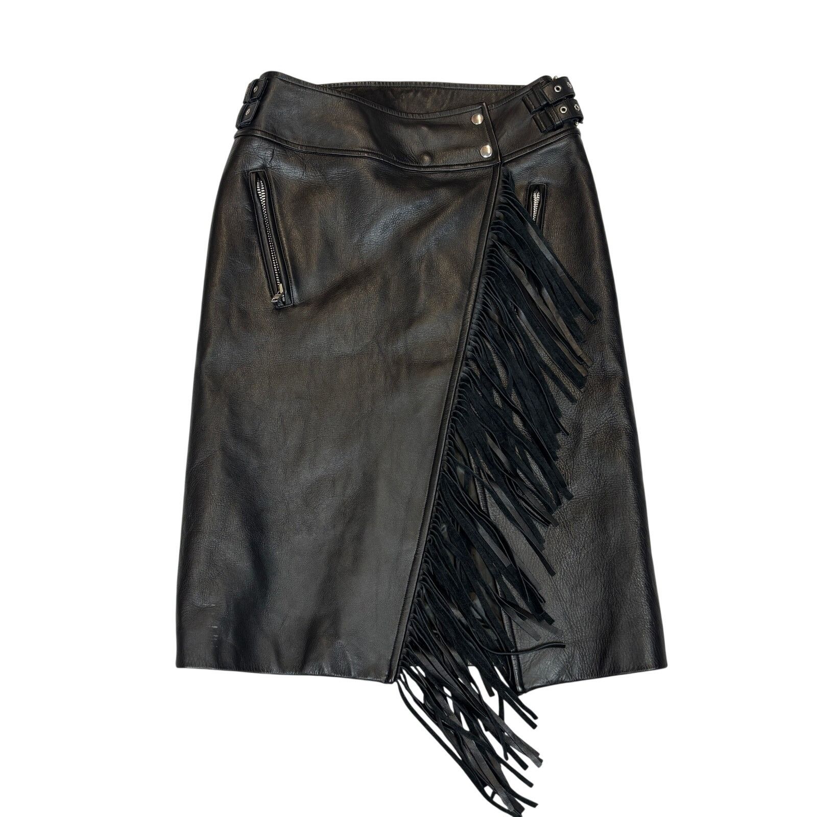 Sacai Sacai Luck Cowhide Leather Fringe Moto Skirt Women's 4 XL Size 30" / US 8 / IT 44 - 1 Thumbnail