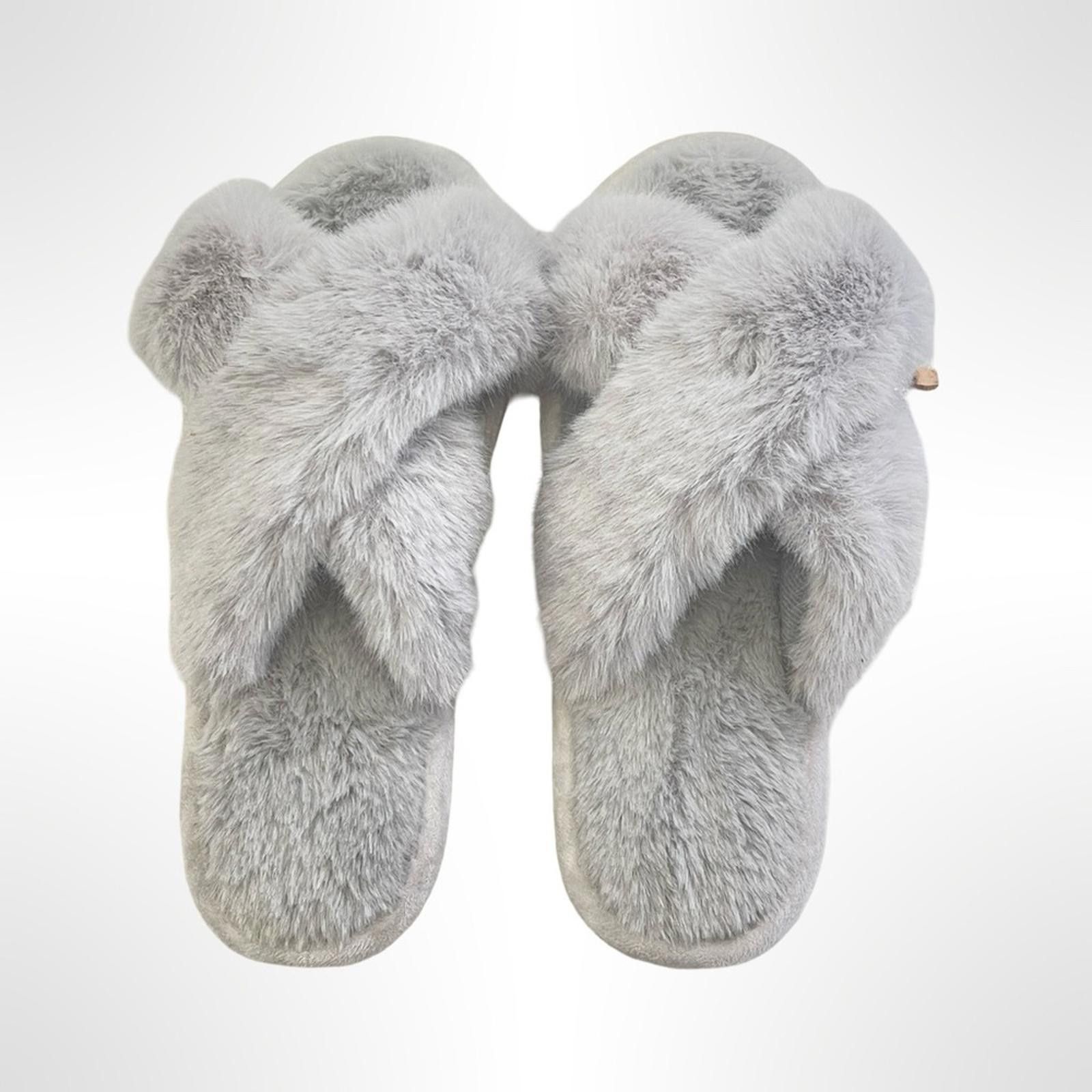 NBDN Nobrandedon Cozy Gray Faux Fur Women's Slippers size 7.5 Size US 7.5 / IT 37.5 - 3 Thumbnail