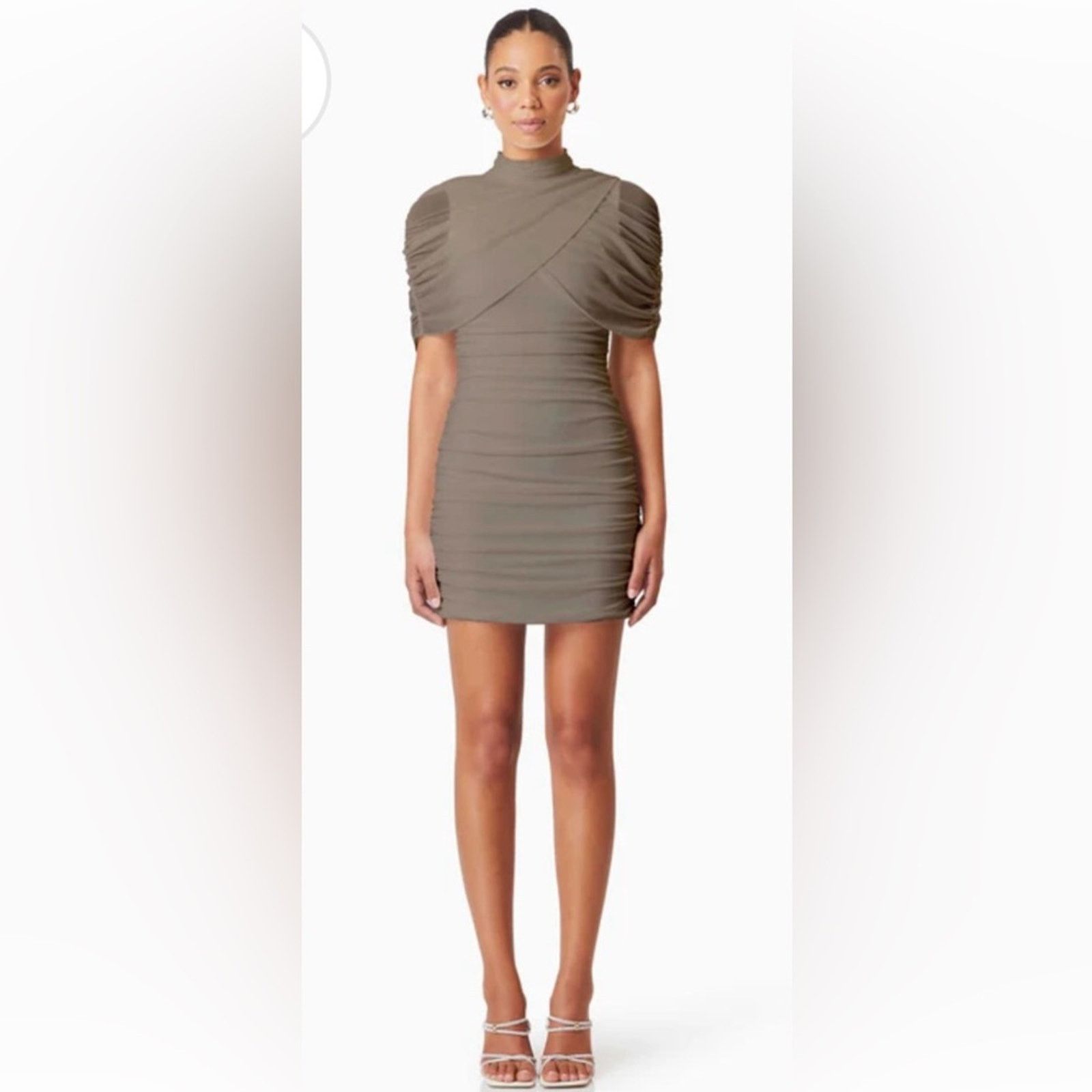 ELLIATT NWT Elliatt $250 Elegant Taupe Grey Ruched Dress Size S Size S / US 4 / IT 40 - 6 Thumbnail
