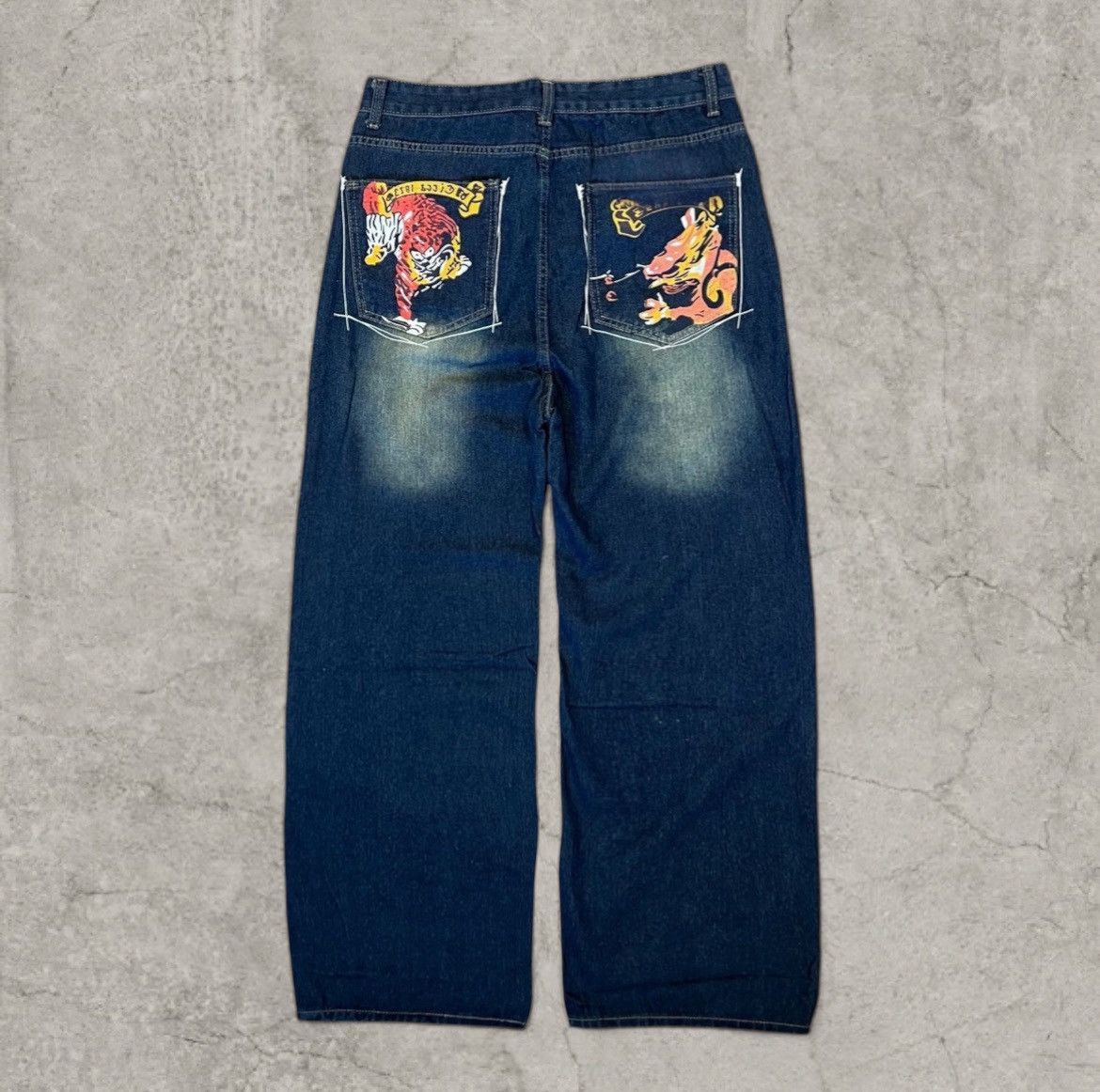 Japanese Brand Cool wide skater Japanese style jeans in faded blue. Size M Size US 34 / EU 50 - 1 Thumbnail
