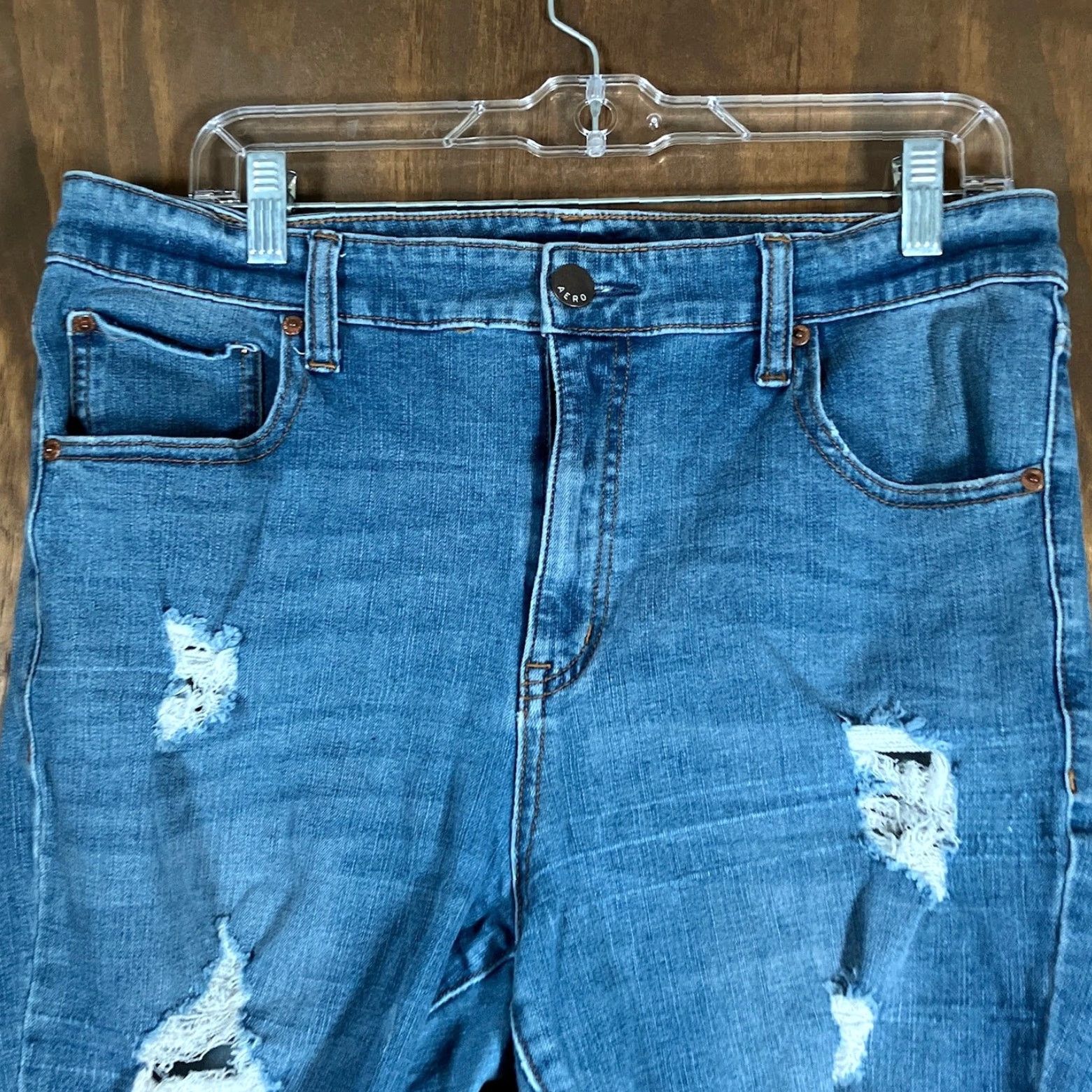 Aeropostale Aeropostale Jeans Blue Denim Cut Offs High Rise Jegging Stretch 14 R Womens Jeans Size 36" / US 14 / IT 50 - 2 Thumbnail