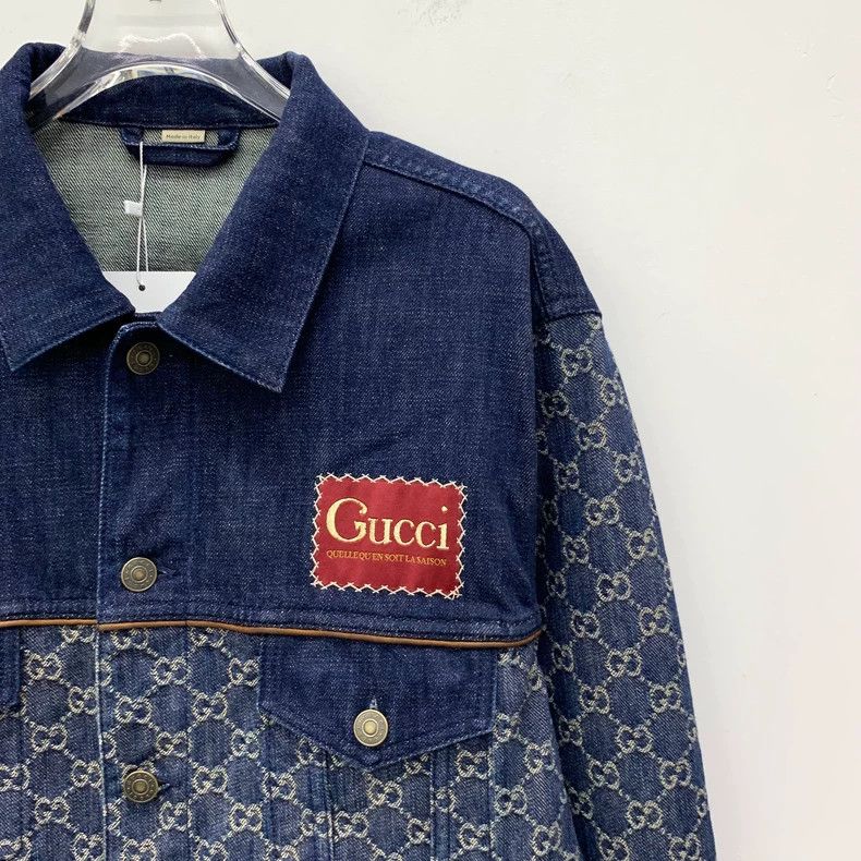 Gucci Gucci Dark blue logo jacquad full printed cotton lapel sin Size US S / EU 44-46 / 1 - 3 Thumbnail