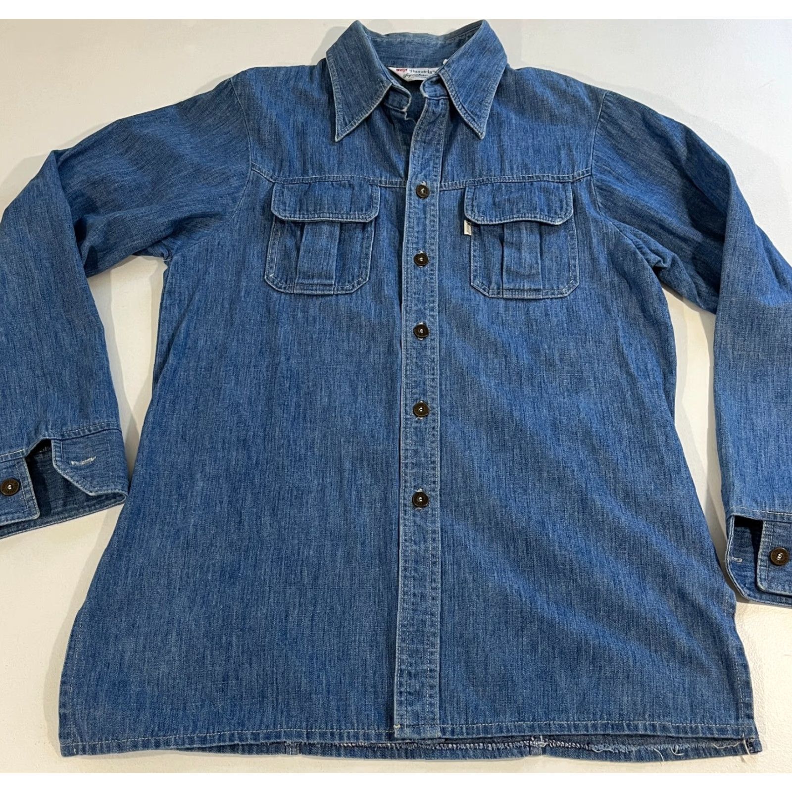 Levi's VINTAGE Levi's Men's Shirt Denim 70s Panatela Signature Collection 70s Americana Blue Long Sleeve Button-Up Size L Mens Size US L / EU 52-54 / 3 - 4 Thumbnail
