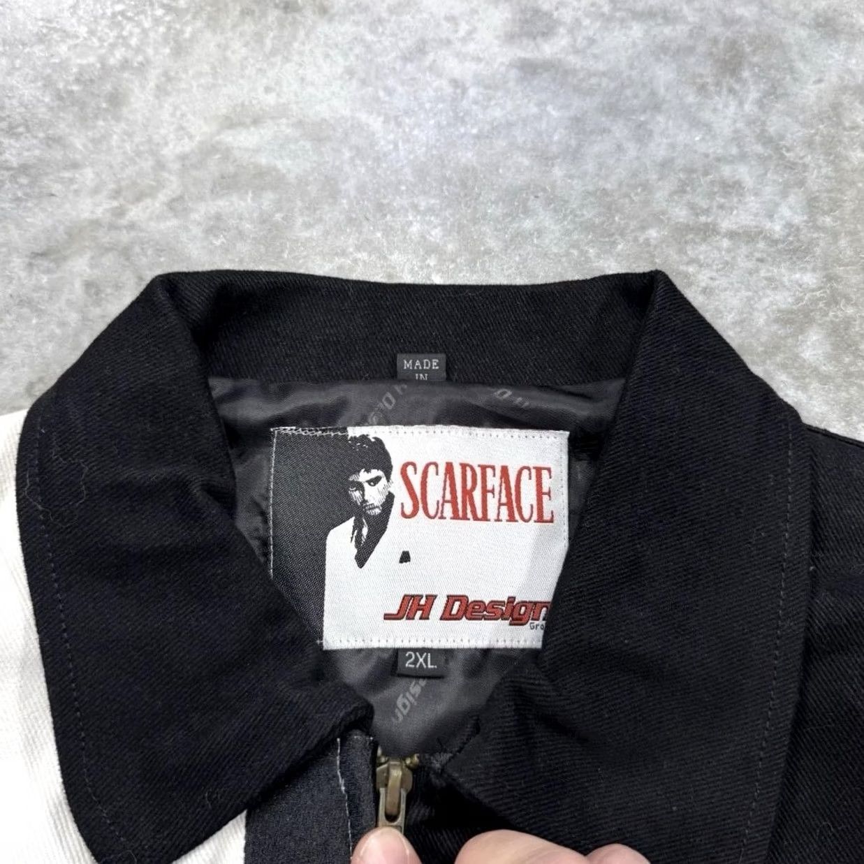 JH Design Scarface JH Design Jacket Mens S Black White Graphic Zip Bomber Twill Logo Full Zip Pockets Lined 2XL Vintage No Size S / US 4 / IT 40 - 2 Thumbnail