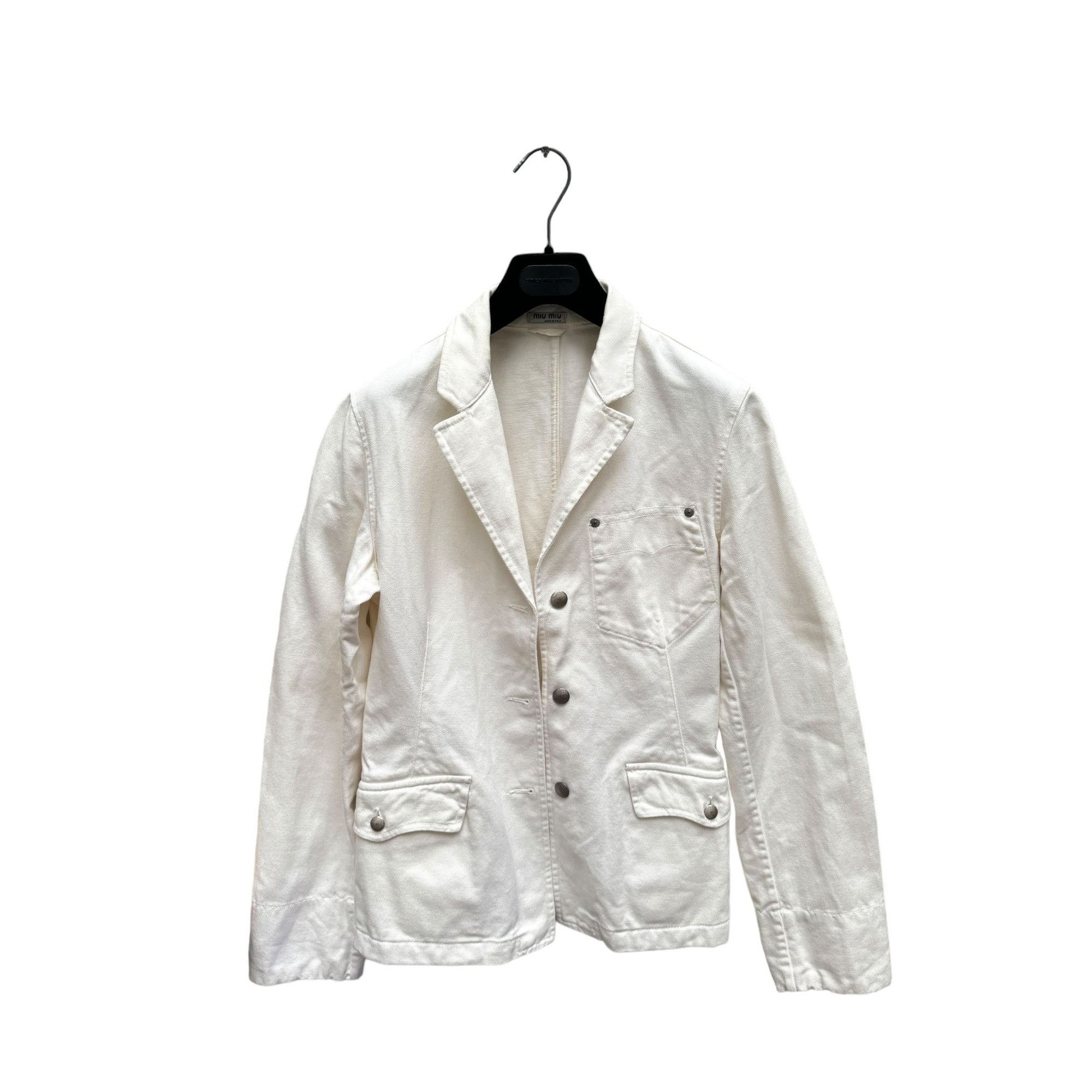 Miu Miu White Denim Blazer Jacket Size S / US 4 / IT 40 - 1 Thumbnail