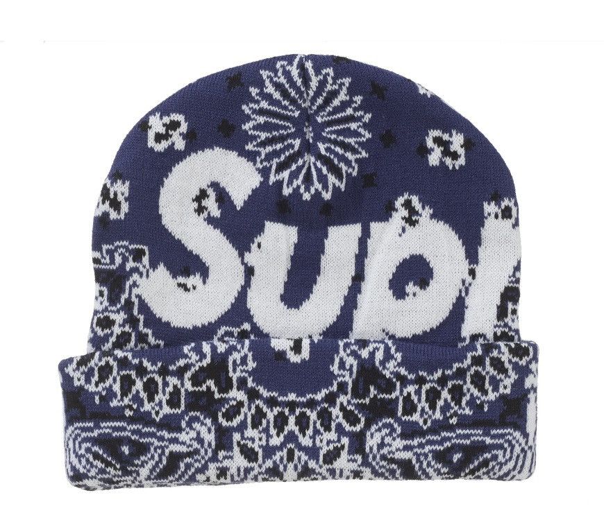 Supreme Supreme Bandana Big Logo Beanie (Blue) Size ONE SIZE - 4 Thumbnail