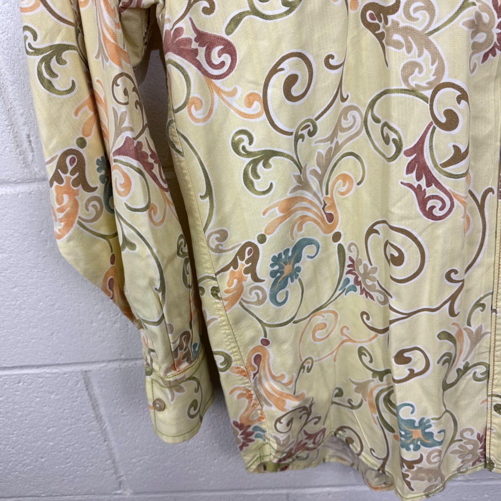 Tommy Bahama Tommy Bahama PAISLEY Shirt Men's Large Yellow Floral Linen-Blend Flip Cuff Size US L / EU 52-54 / 3 - 5 Thumbnail