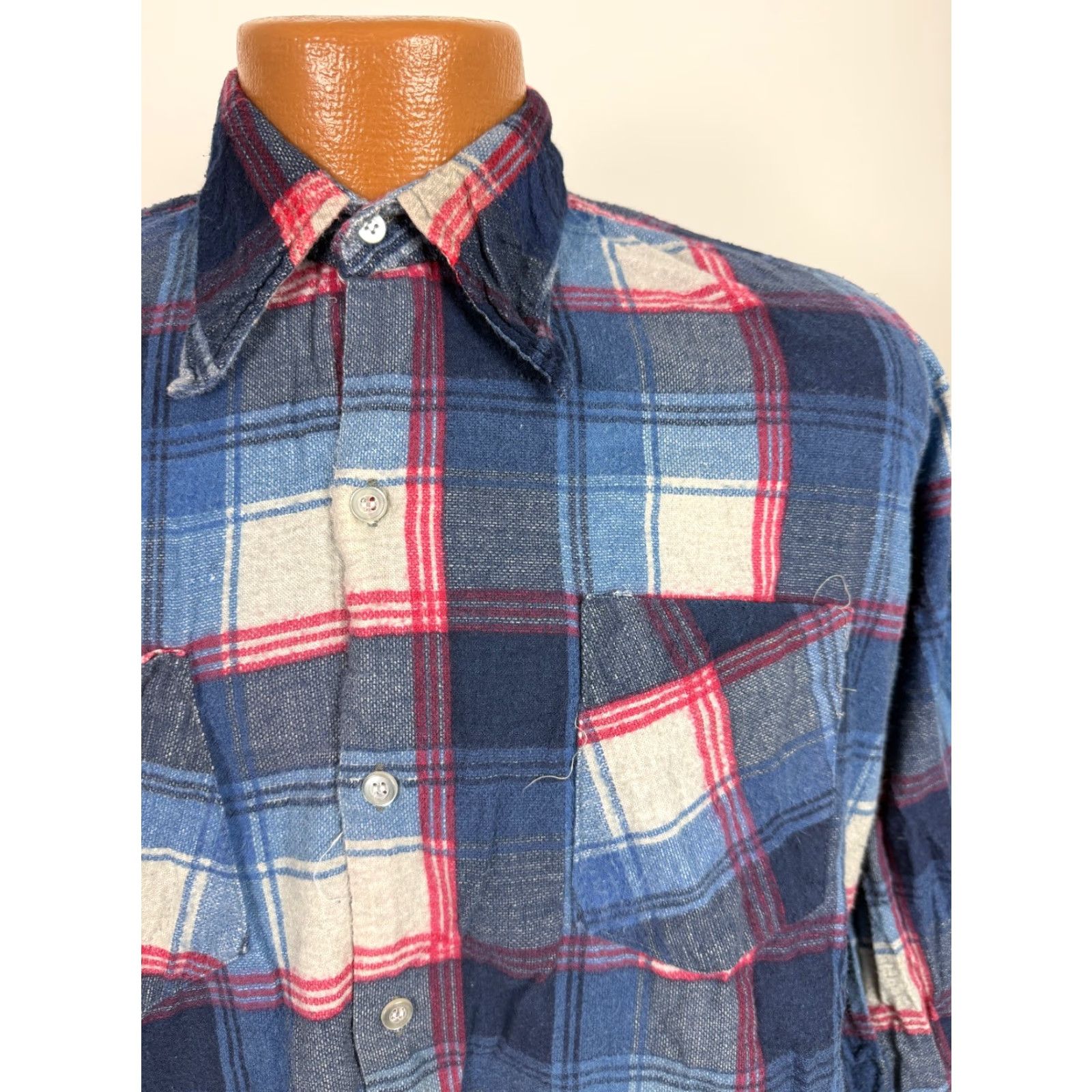 Vintage VINTAGE Bud Berma Flannel Shirt Men M Blue Plaid 70s Collar Button-Up Long Sleeve Size US M / EU 48-50 / 2 - 2 Thumbnail