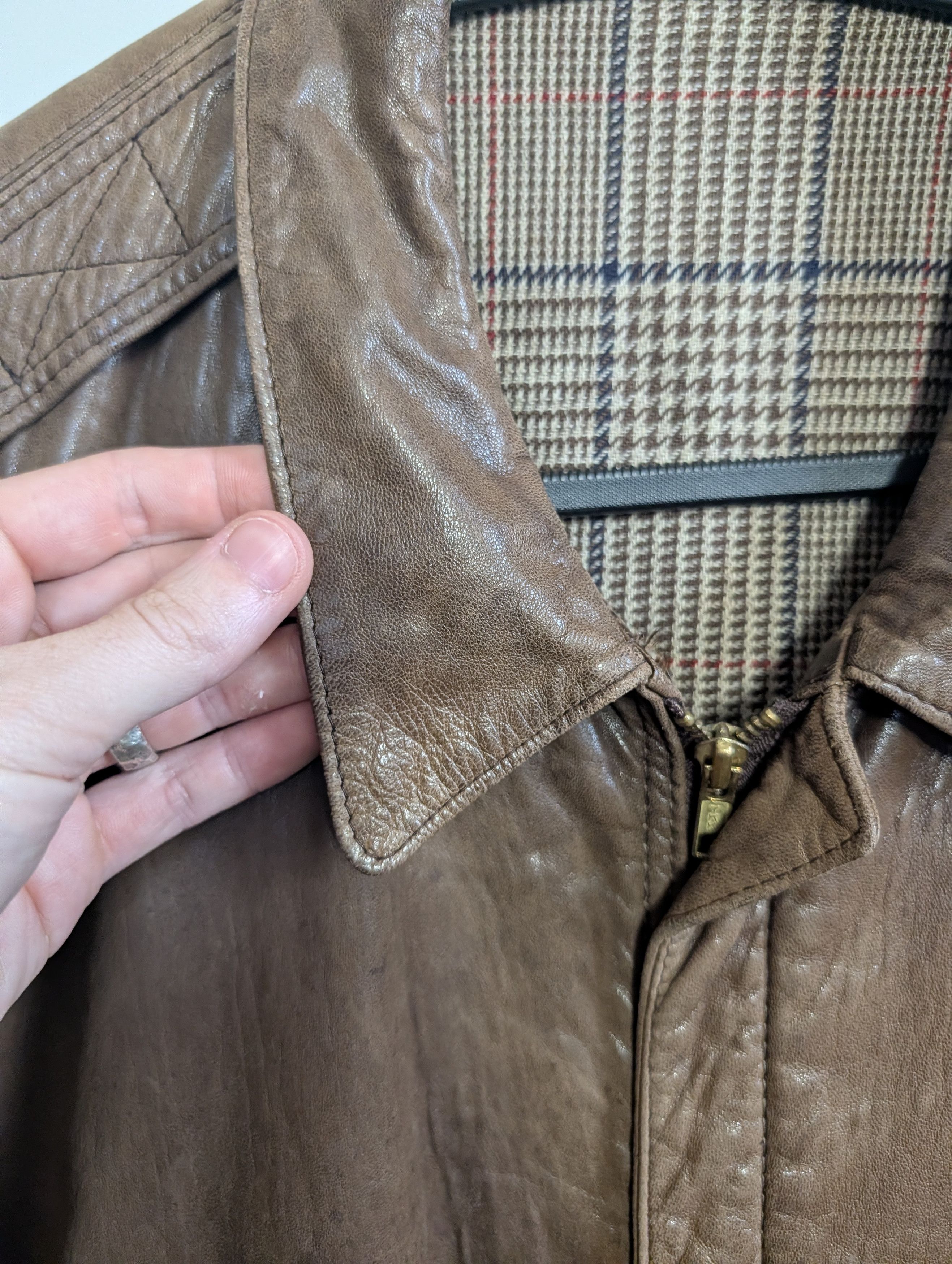 Vintage Rosenthal & Truitt leather A-2 tweed lined bomber jacket Size US XL / EU 56 / 4 - 4 Thumbnail