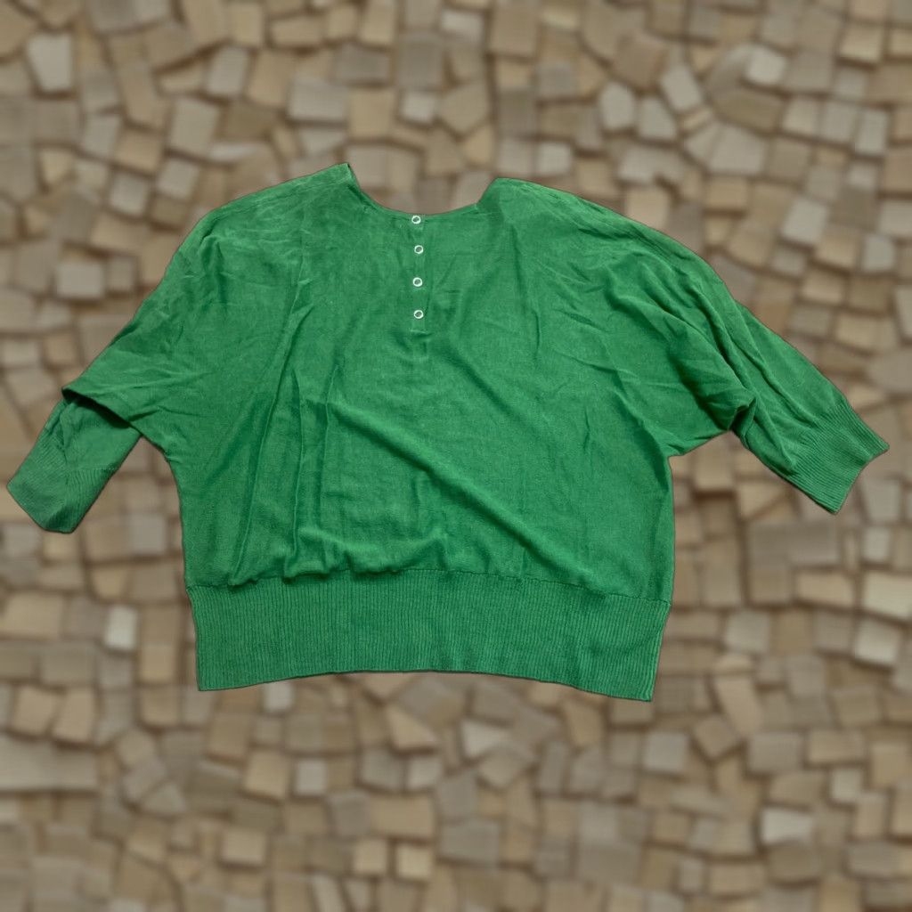 Vintage Jeanne Pierre Shirt Womens XL Green 3/4 Sleeve V-neck Casual Modern Basic T-Shirt Size XL / US 12-14 / IT 48-50 - 1 Thumbnail
