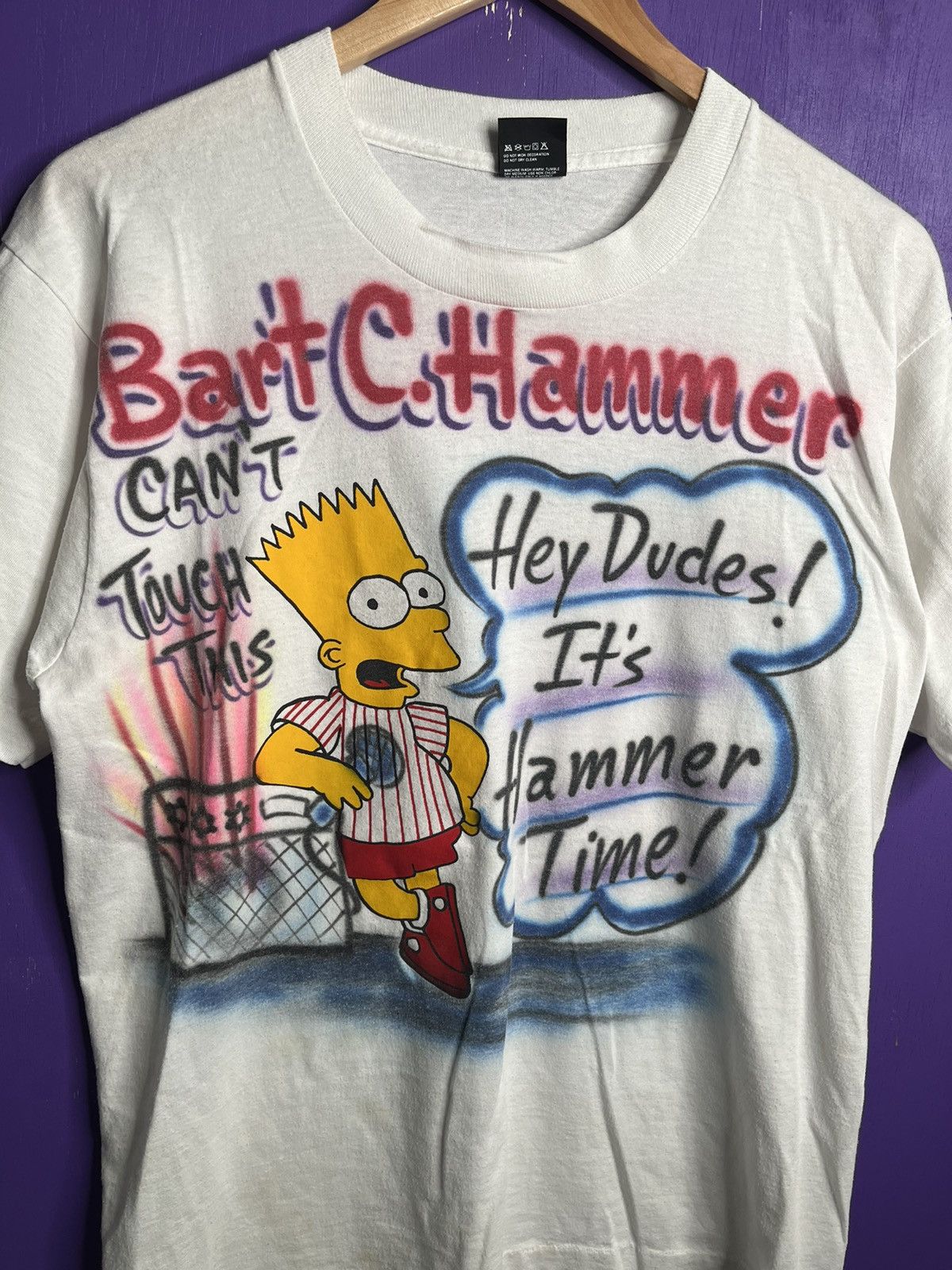 Vintage Vintage 90s Bart c Hammer airbrush t-shirt Size US L / EU 52-54 / 3 - 3 Thumbnail