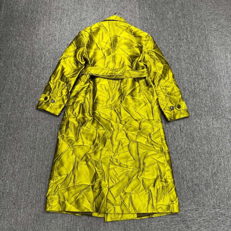 Dries Van Noten DRIES VAN NOTEN Yellow pleated lapel long coat Size L / US 10 / IT 46 - 2 Thumbnail
