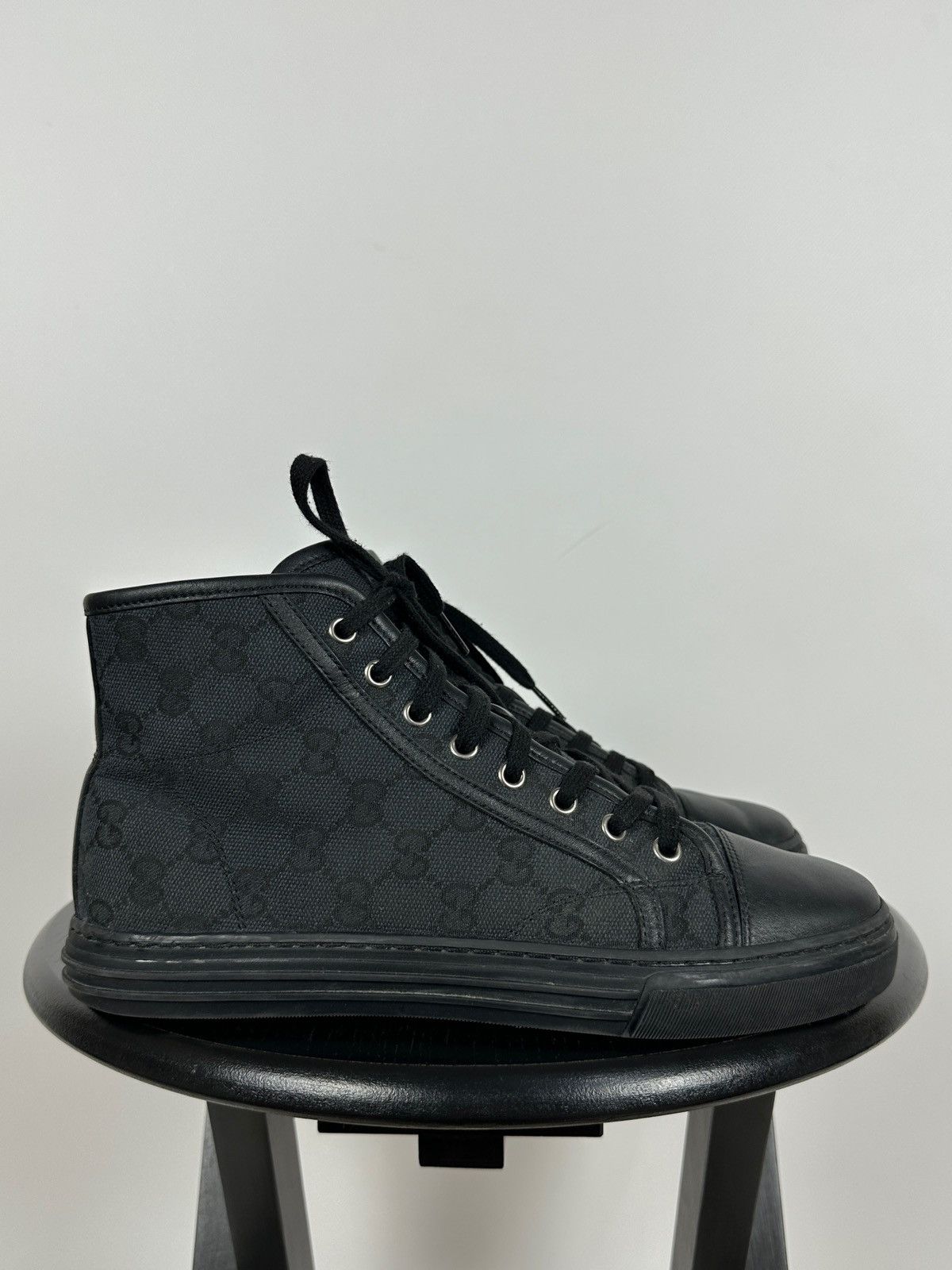 Gucci Gucci 426188 GG Leather/Canvas Monogram High Top Sneaker Size US 5.5 / EU 38 - 1 Thumbnail