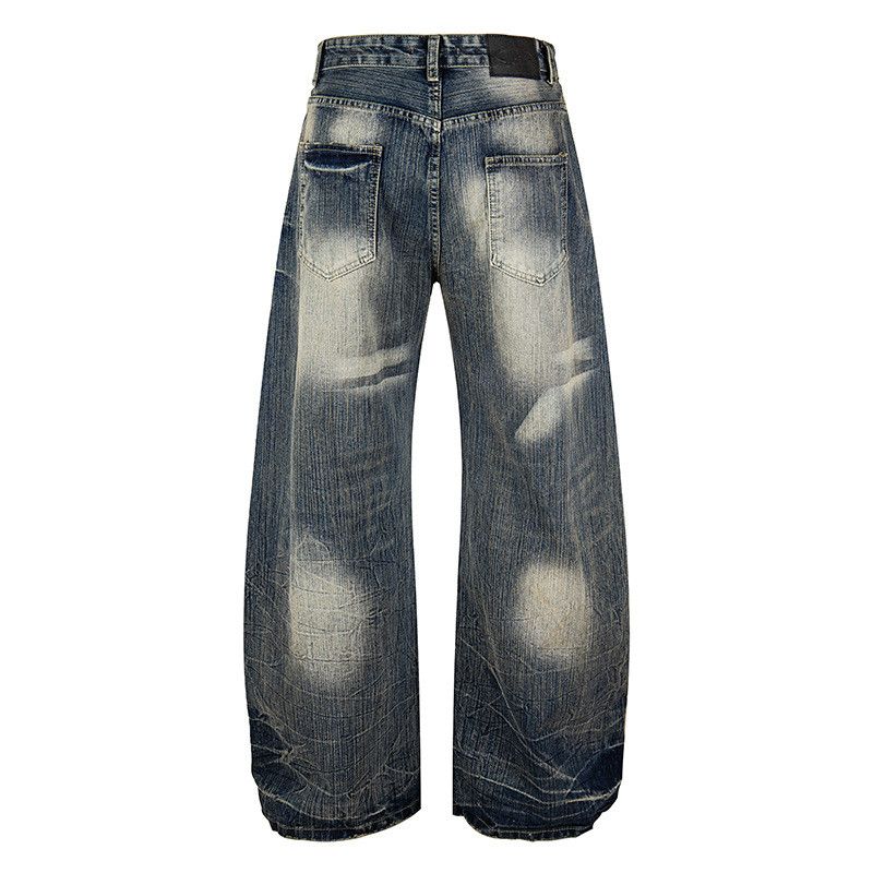 Vintage Men's American Retro Lightning-Patterned Whiskered Jeans Size US 32 / EU 48 - 2 Thumbnail