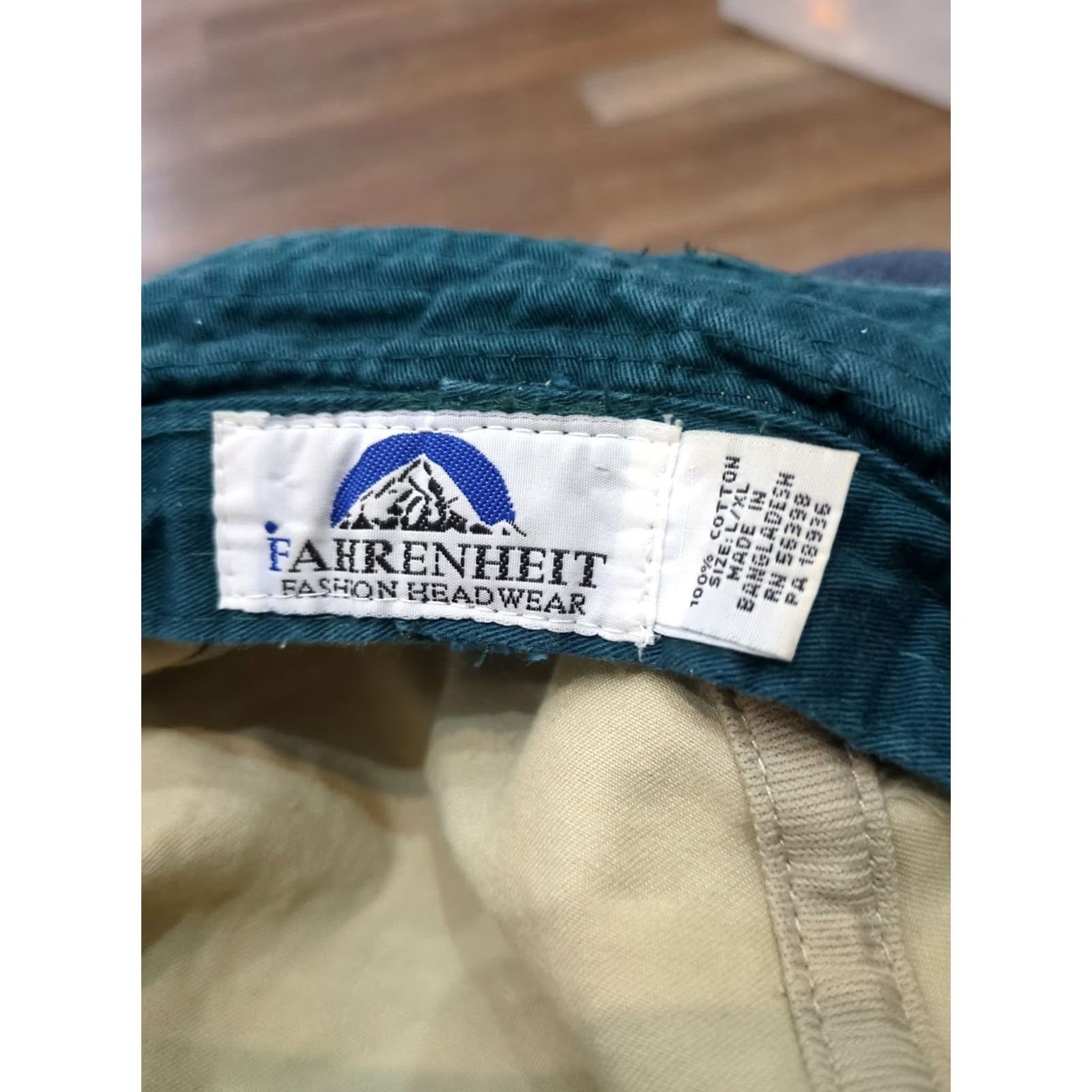Vintage Fahrenheit Headwear Bucket Hat Adult L/XL Cotton Tan Blue Classic Packable Men Summer" Size ONE SIZE - 4 Thumbnail