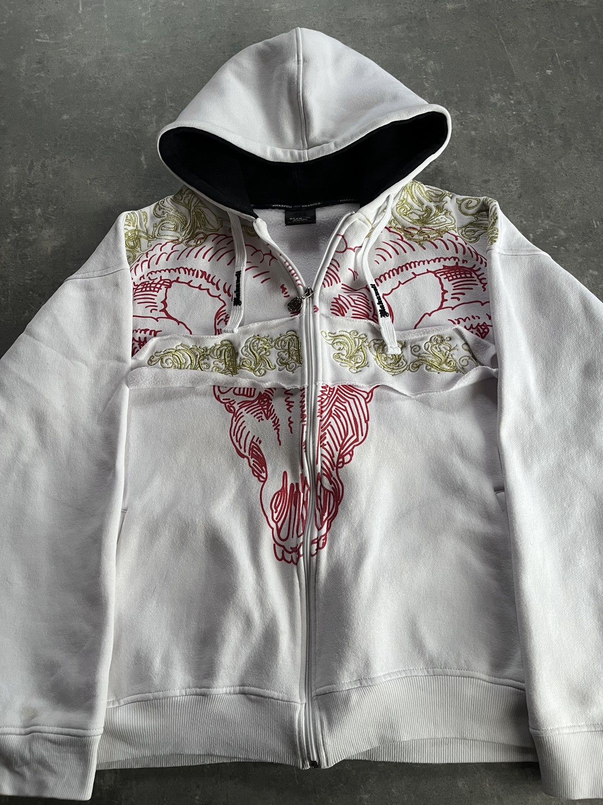 Makaveli Makaveli Big Skull Logo Embroidered Baggy Boxy Zip Hoodie XL Size US XL / EU 56 / 4 - 8 Thumbnail